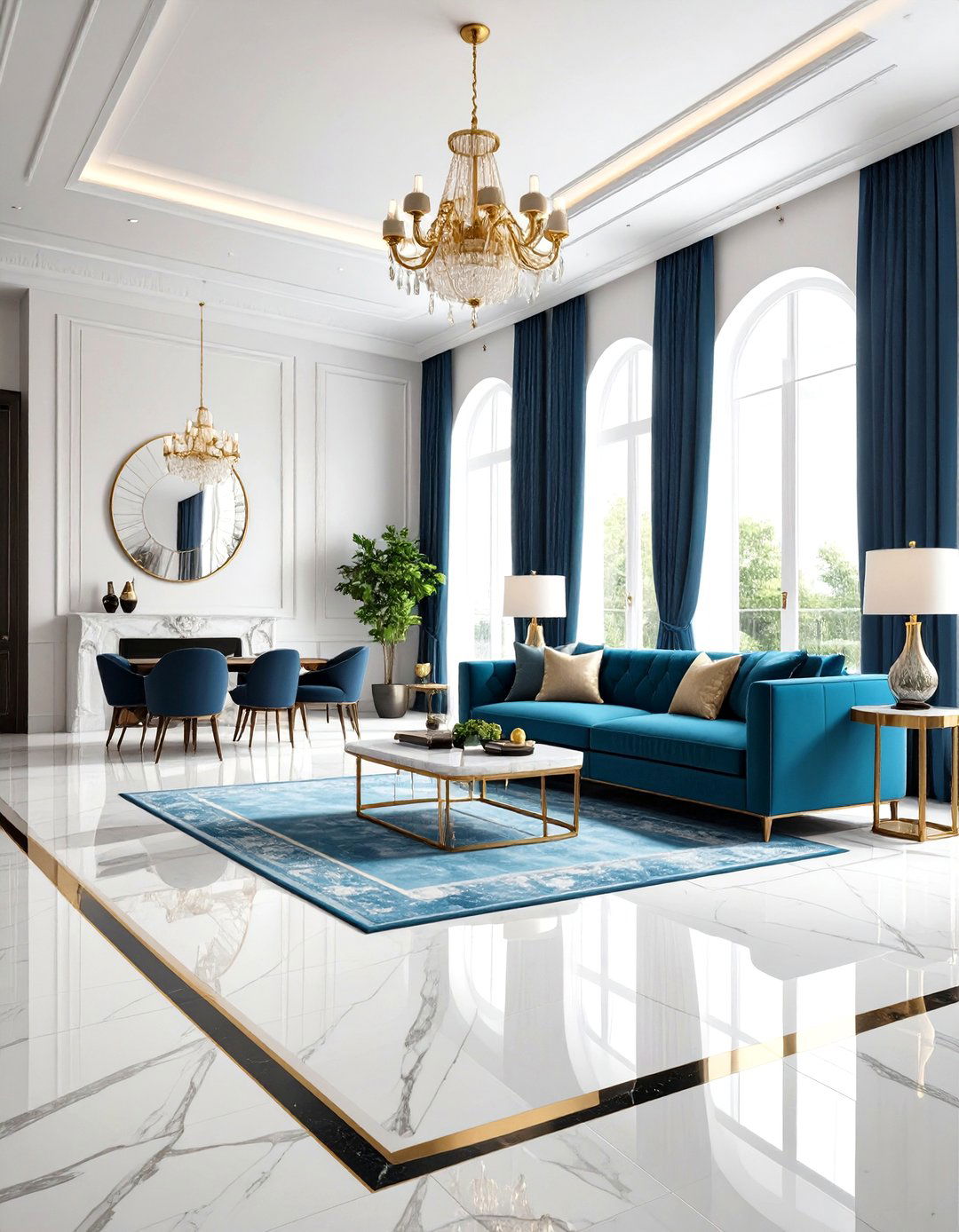 Marble Floor Border Design Accents - 24 Marble Floor Living Room Ideas