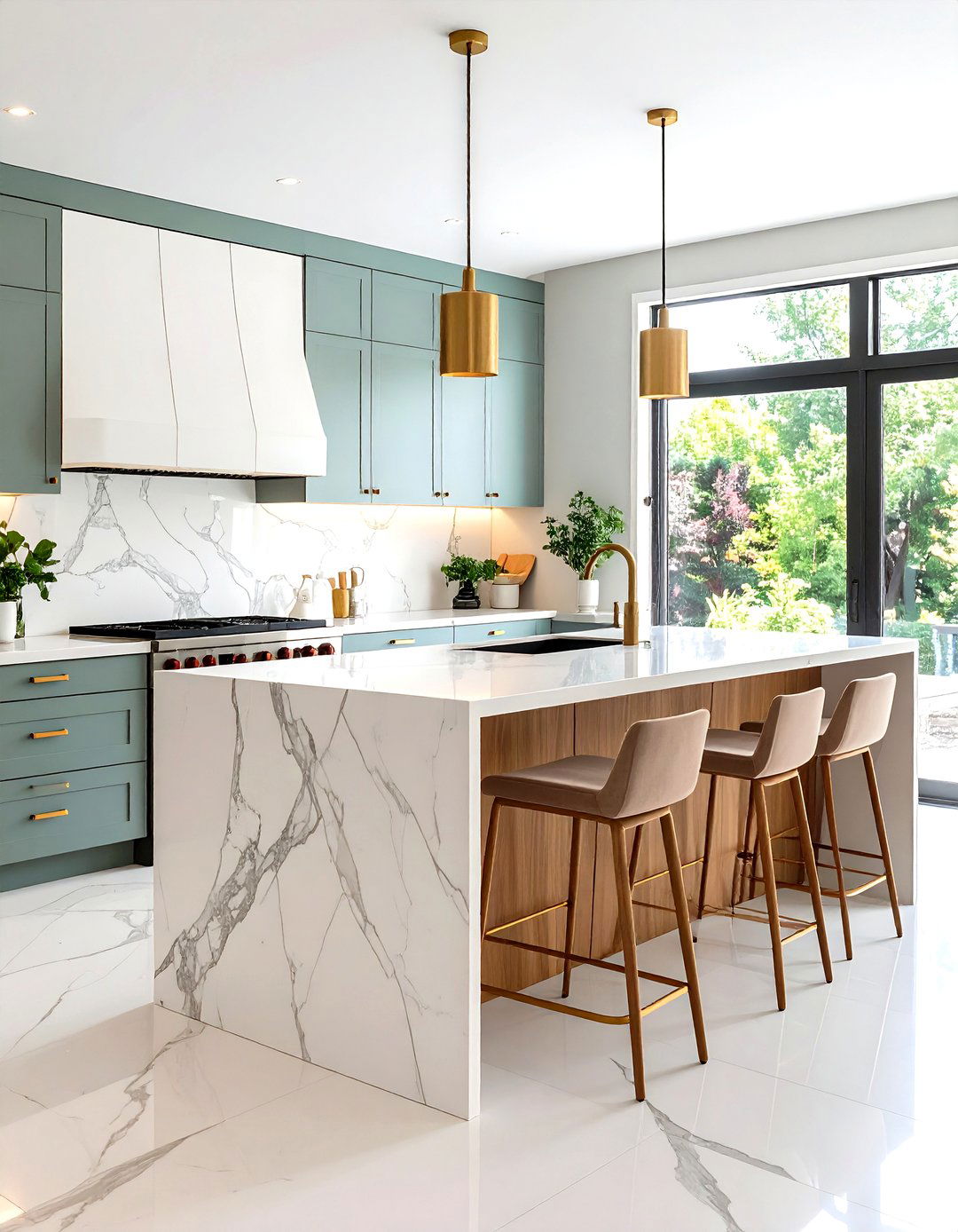 Marble Island Backsplash Extension - 24 Marble Kitchen Island Ideas