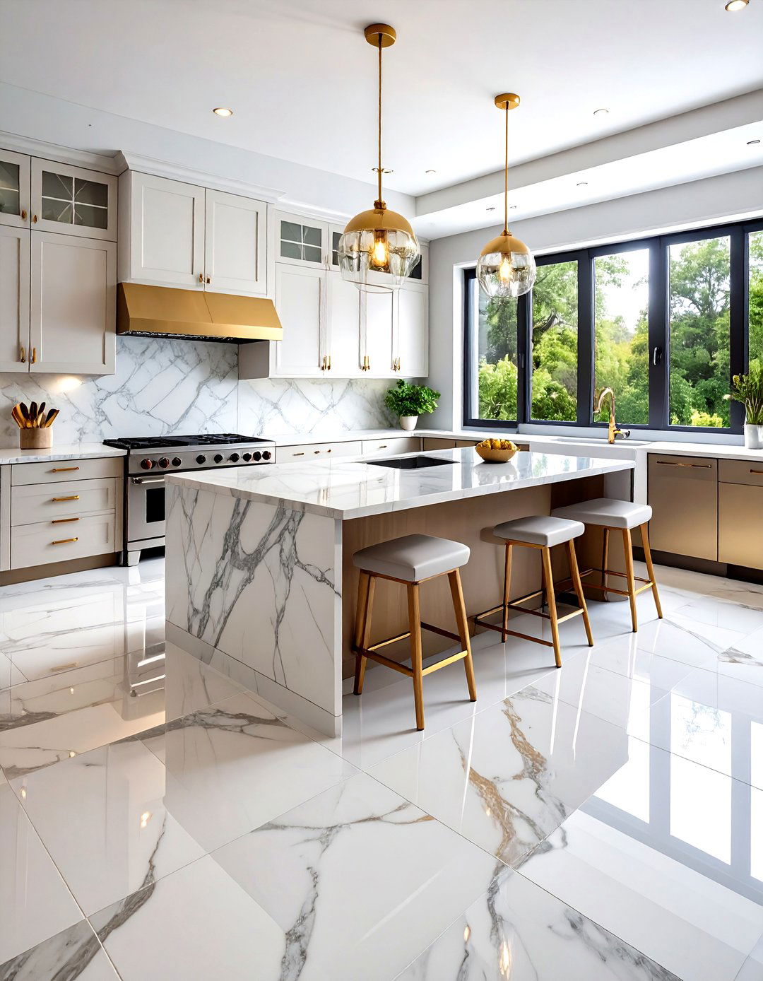 Marble Kitchen Floor Tiles with Luxurious Elegance - 24 Kitchen Floor Tile Ideas