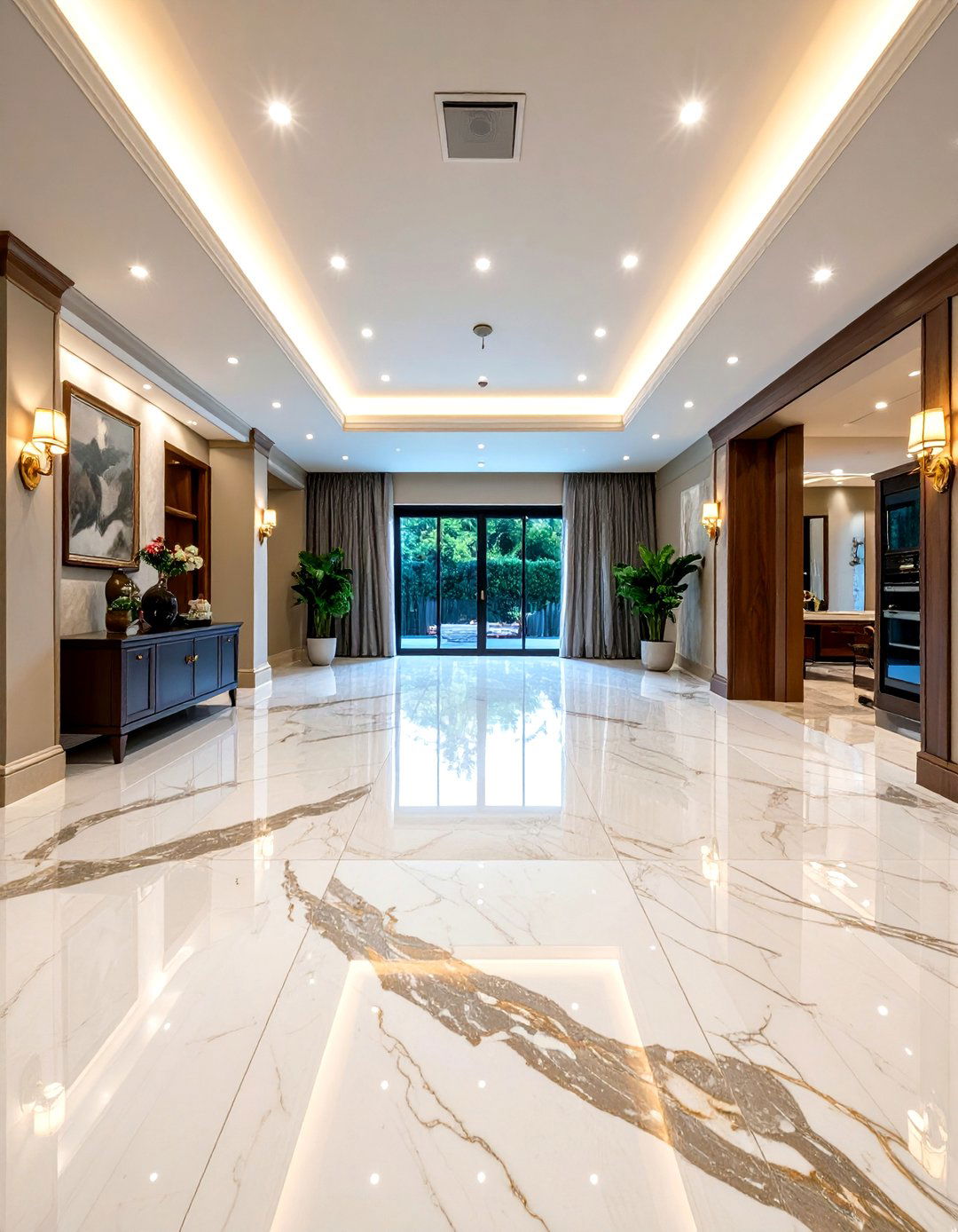 Marble Look Porcelain Elegance - 24 Basement Floor Ideas