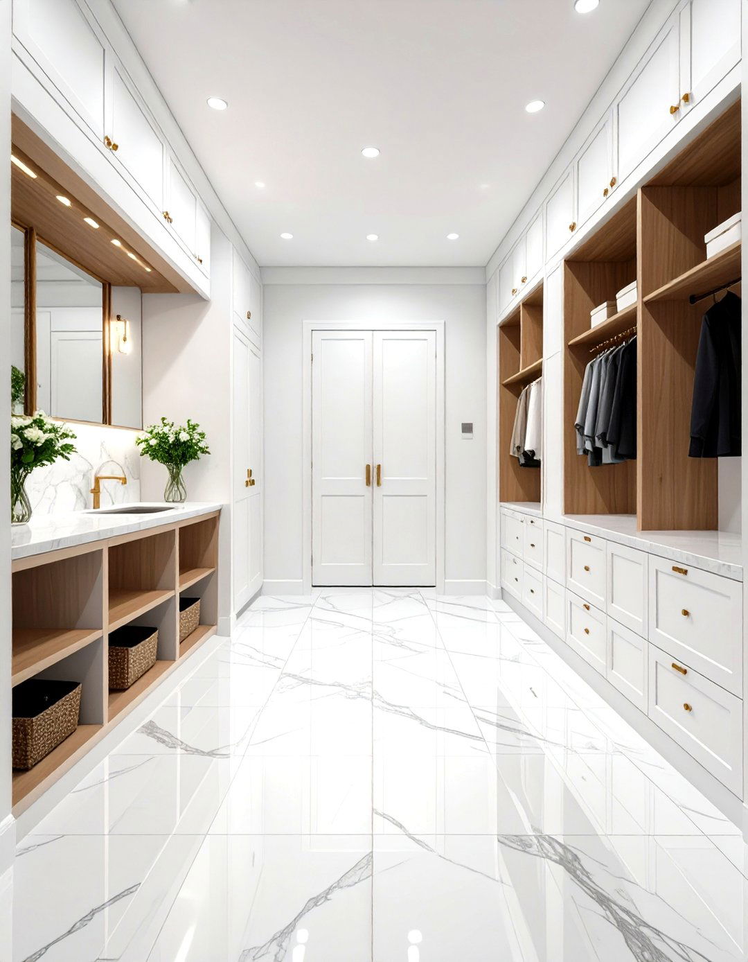 Marble Look Porcelain - 24 Mudroom Tile Floor Ideas
