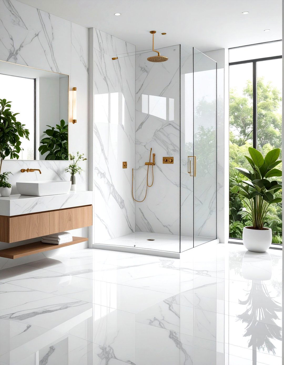 Marble Look Shower Floor Tiles - 24 Shower Floor Tile Ideas