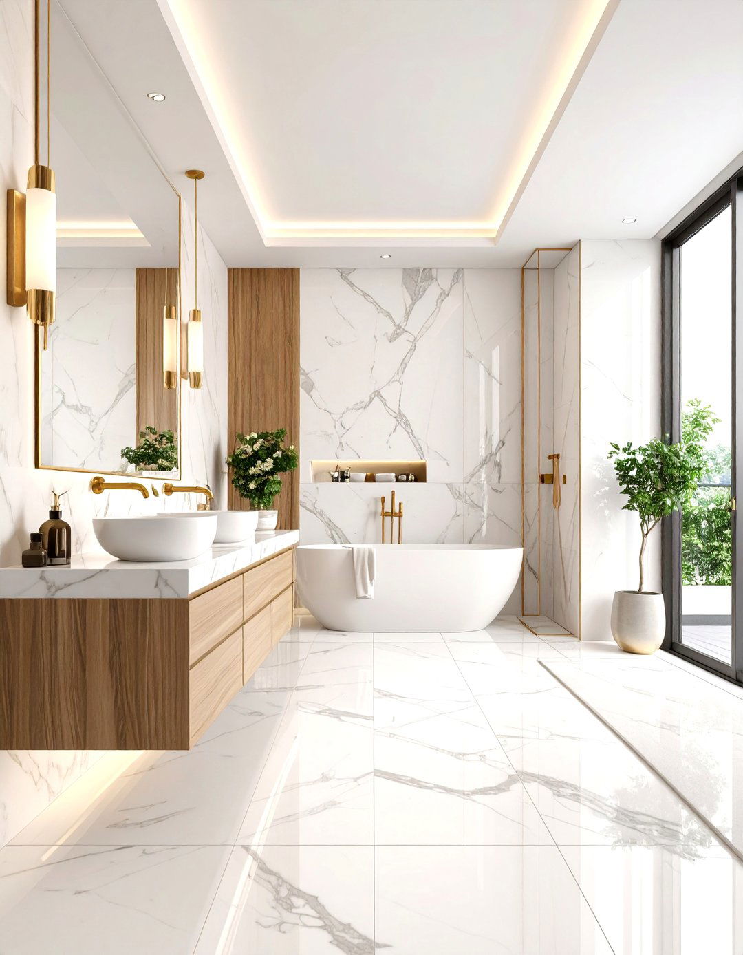 Marble Luxury Hall Bathroom - 24 Hall Bathroom Ideas