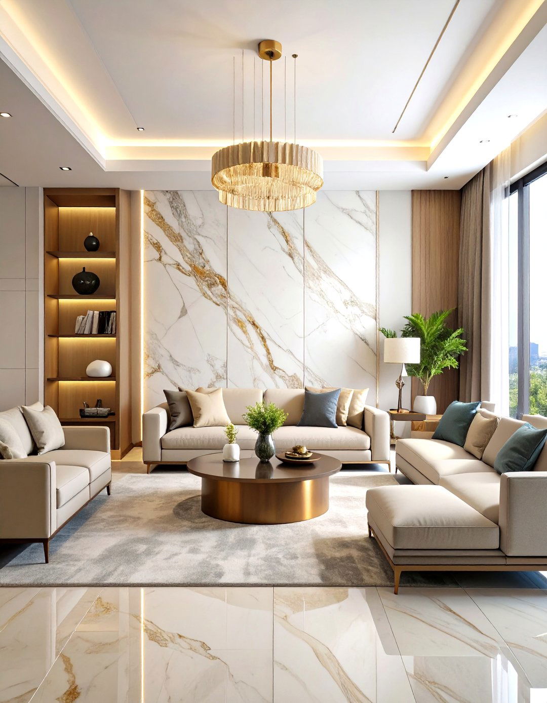 Marble Luxury Media Wall - 24 Media Wall Ideas