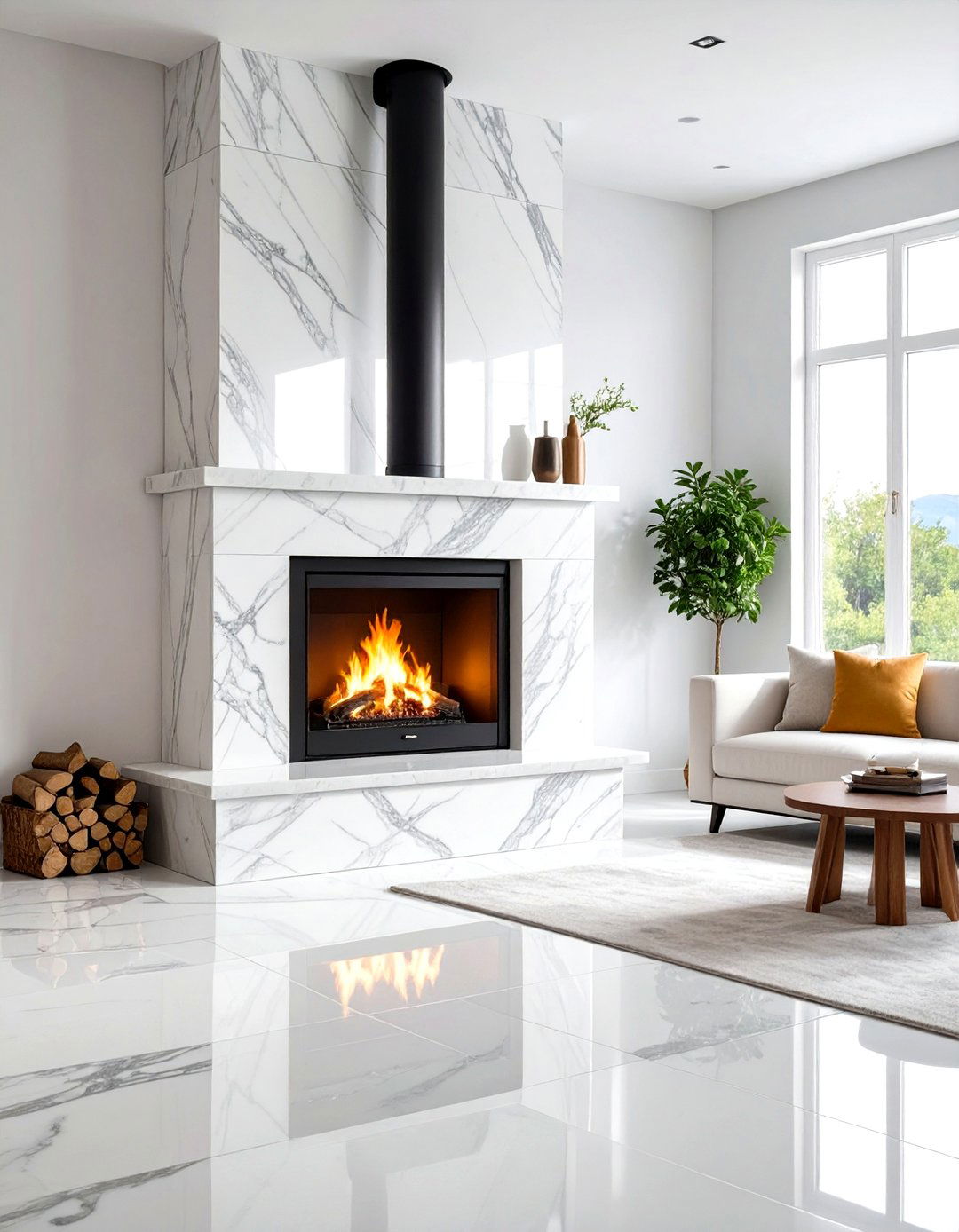 Marble Luxury Statement Installation - 24 Wood Stove Surround Ideas