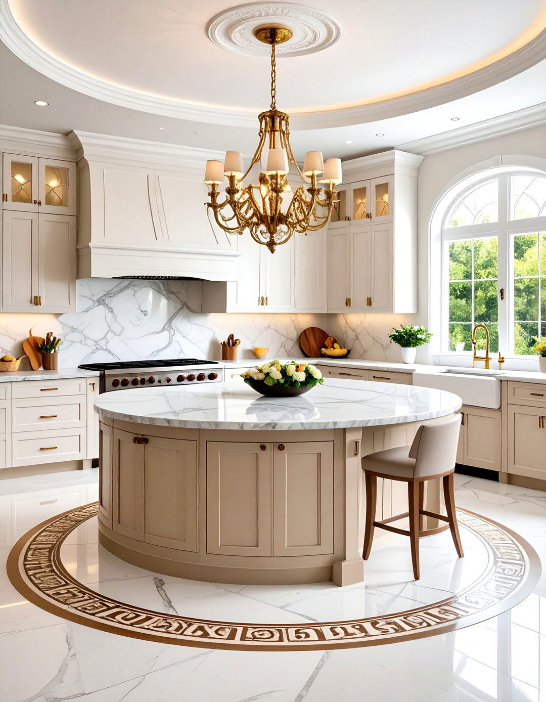 Marble Medallion Centerpiece Design - 24 Marble Kitchen Floor Ideas