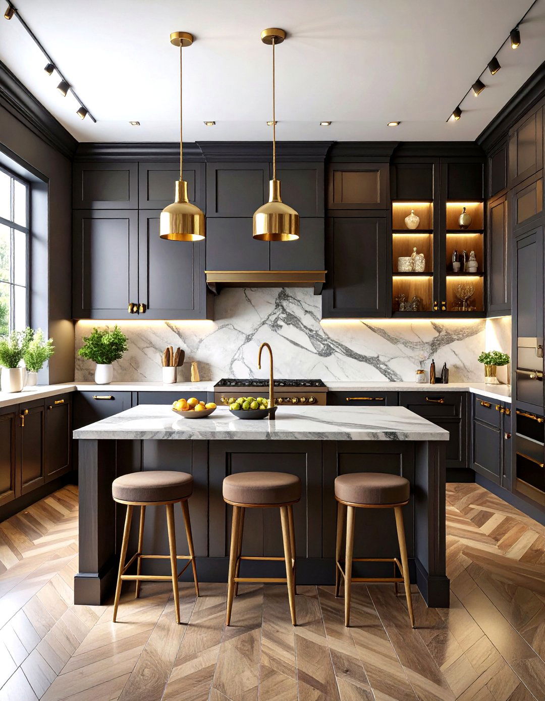 Marble Slab Backsplash with Veining - 24 Victorian Kitchen Ideas