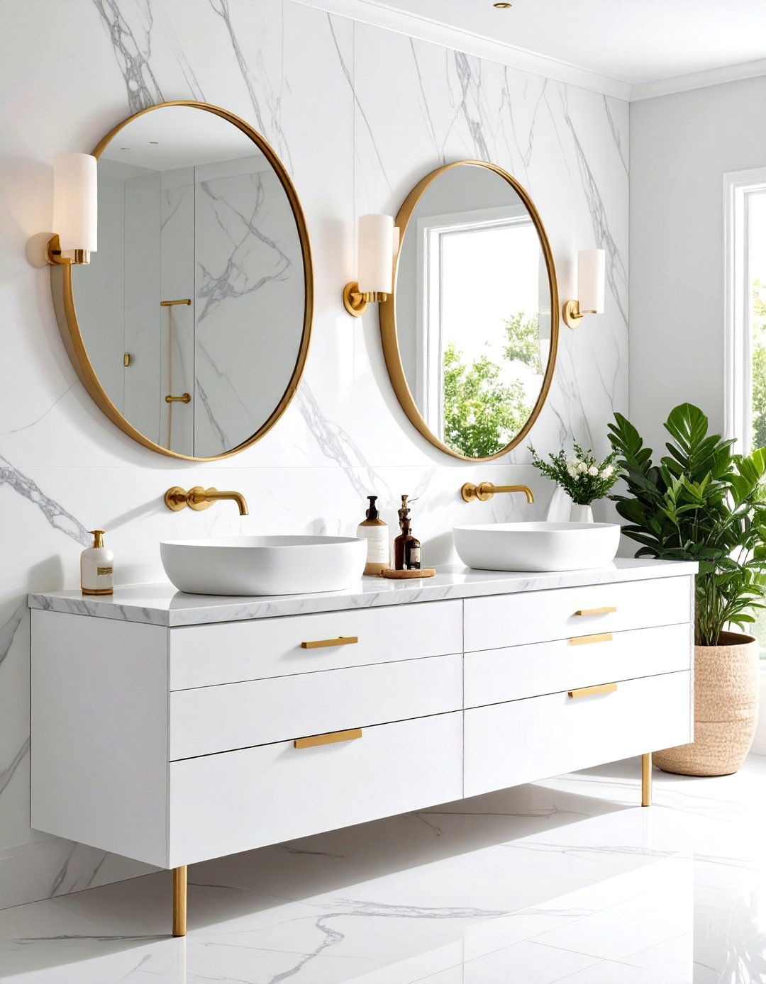 Marble Subway Tile Luxury - 24 White and Gold Bathroom Ideas