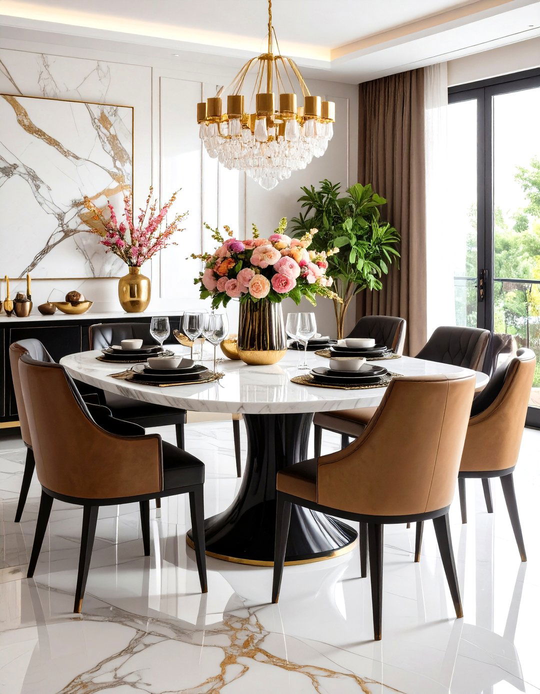 Marble Surface Elegance - 24 Glam Dining Room Ideas