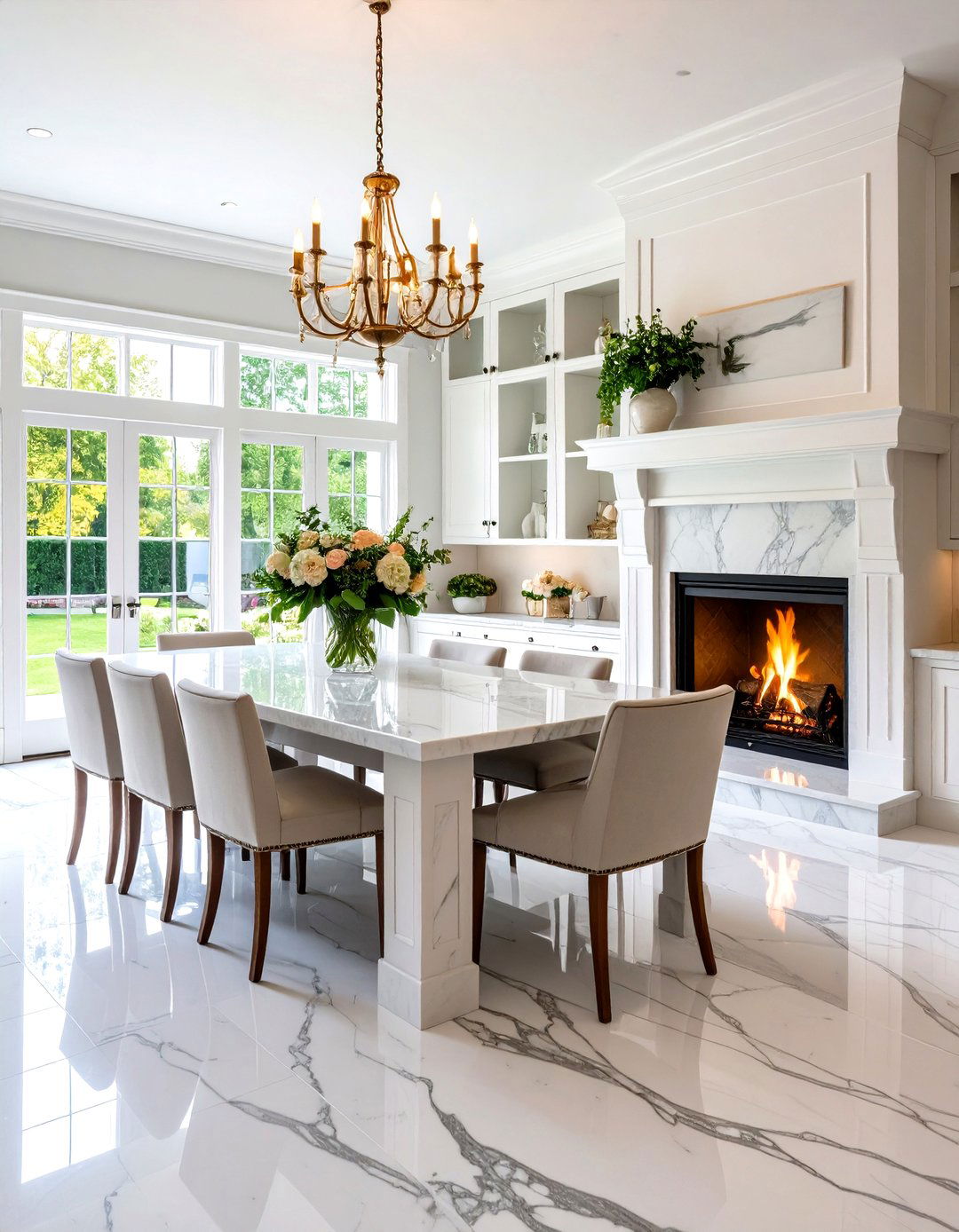 Marble Surround Farmhouse Elegance - 24 Farmhouse Fireplace Ideas