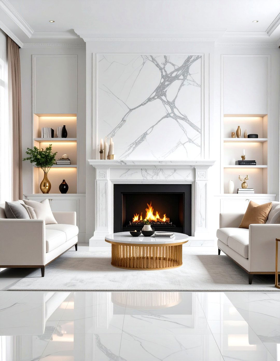 Marble Surround Statement Walls - 24 Fireplace Wall Ideas