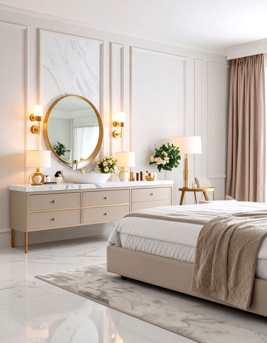 Marble Vanity Area Design - 24 Greek Bedroom Design Ideas