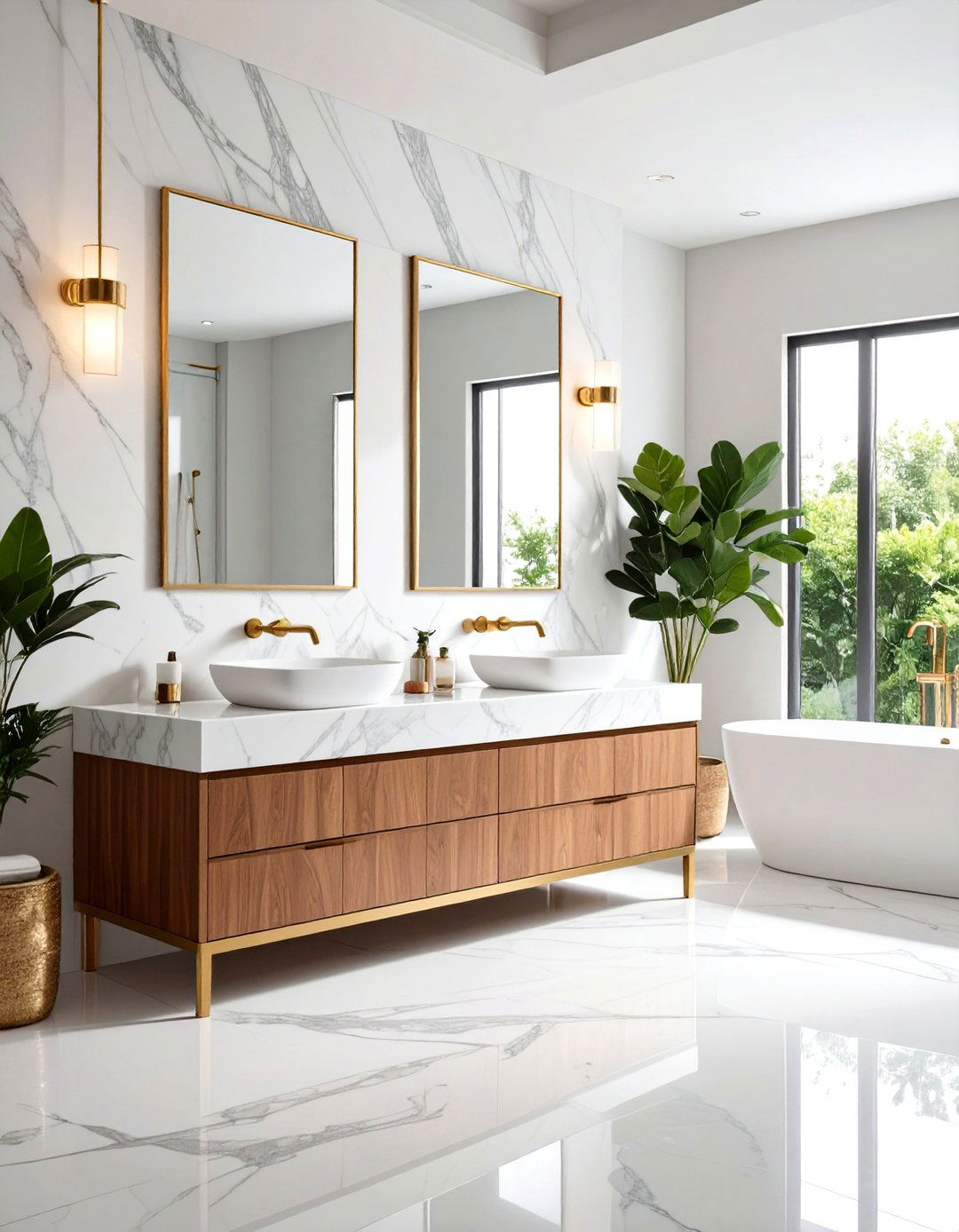 Marble Vanity Countertops and Backsplash - 24 Victorian Bathroom Ideas