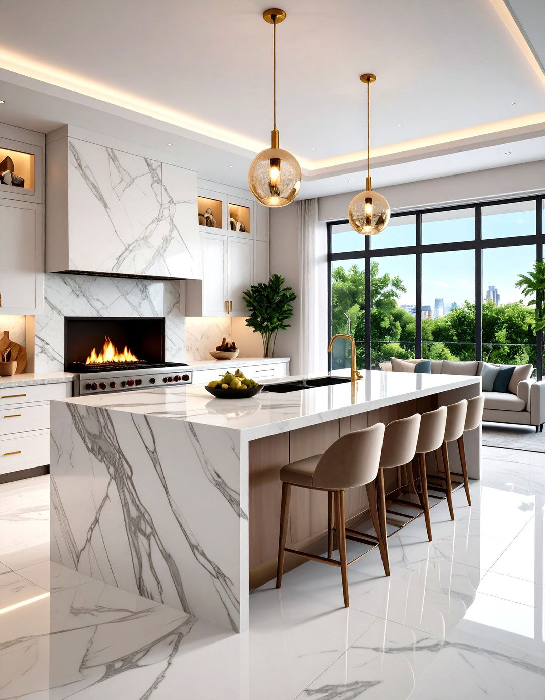 Marble and Natural Stone Feature Elements - 24 Penthouse Design Ideas