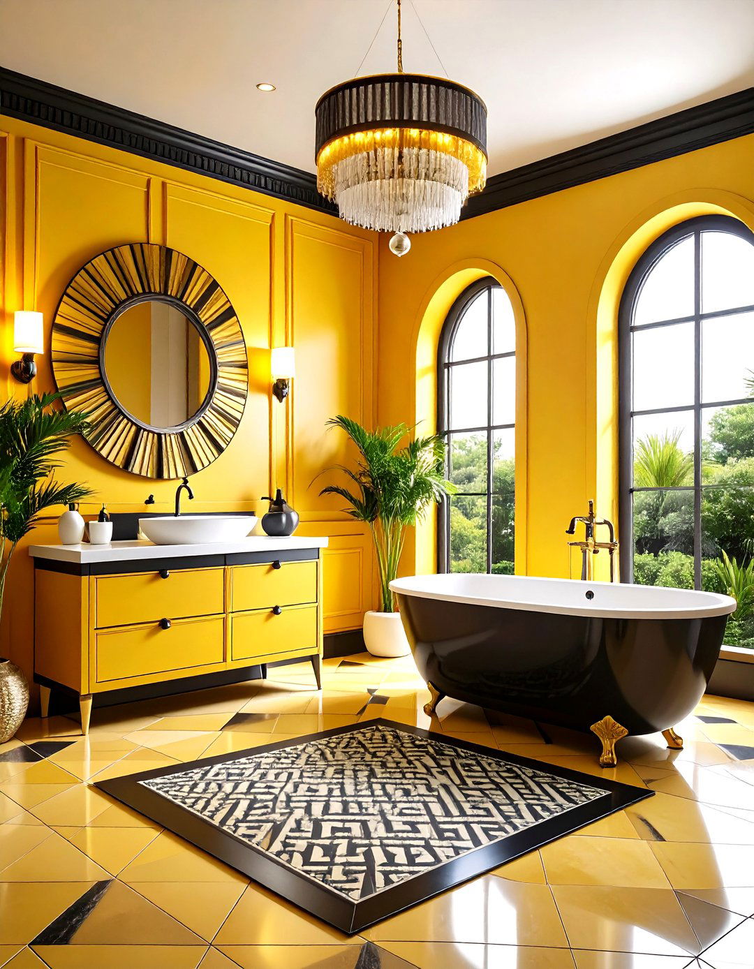Marigold Yellow Art Deco Glamour - 24 Yellow Bathroom Ideas