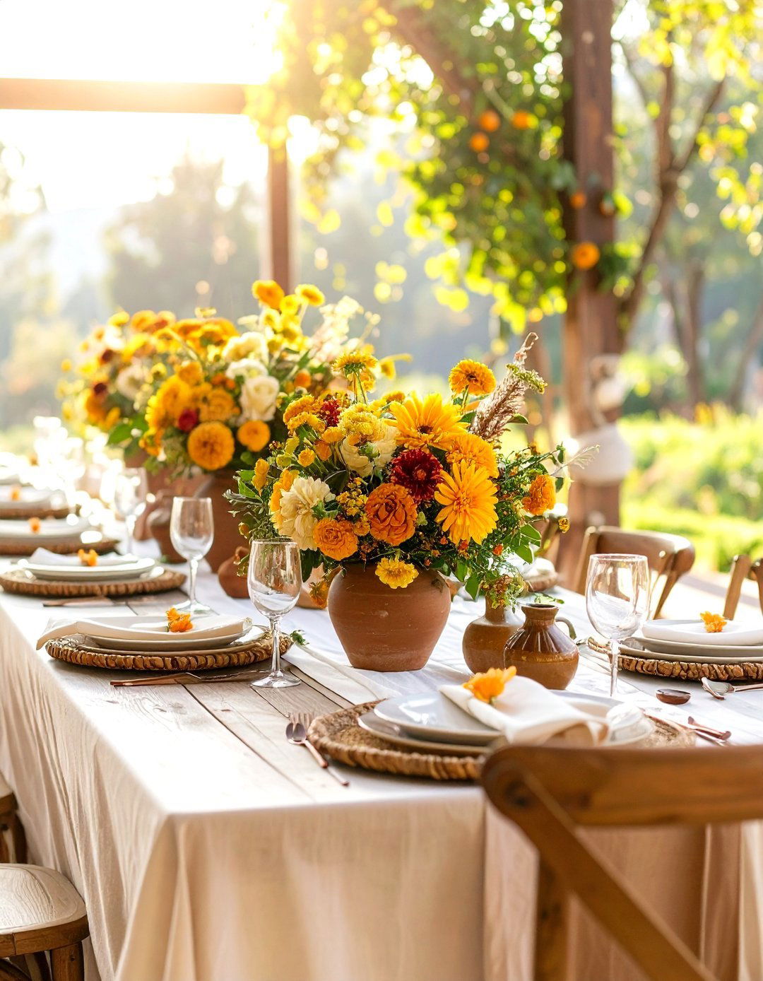 Marigold and Native Flower Arrangements - 24 Mexican Wedding Ideas