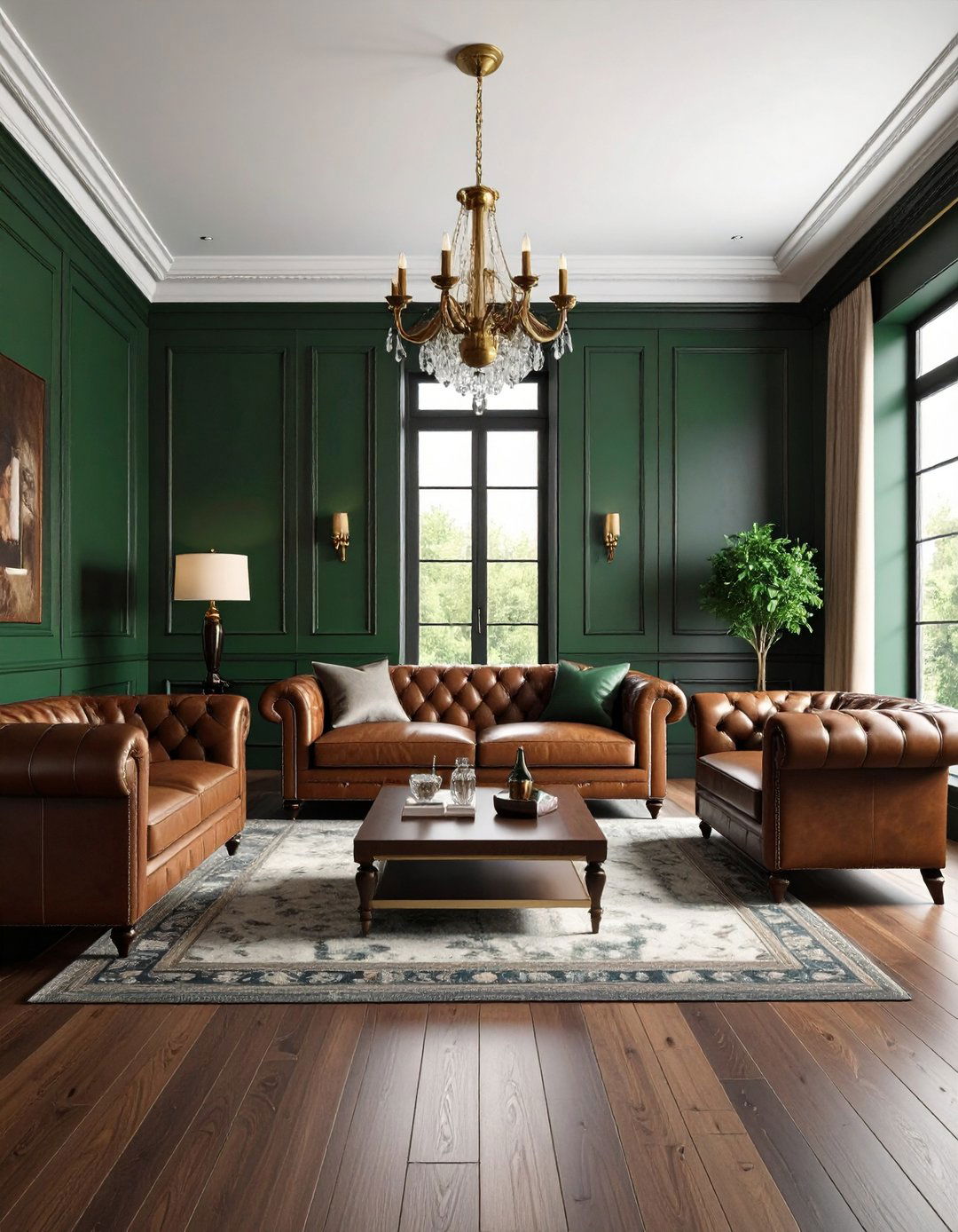 Masculine Brown Leather Den Design - 24 Brown Leather Couch Living Room Ideas
