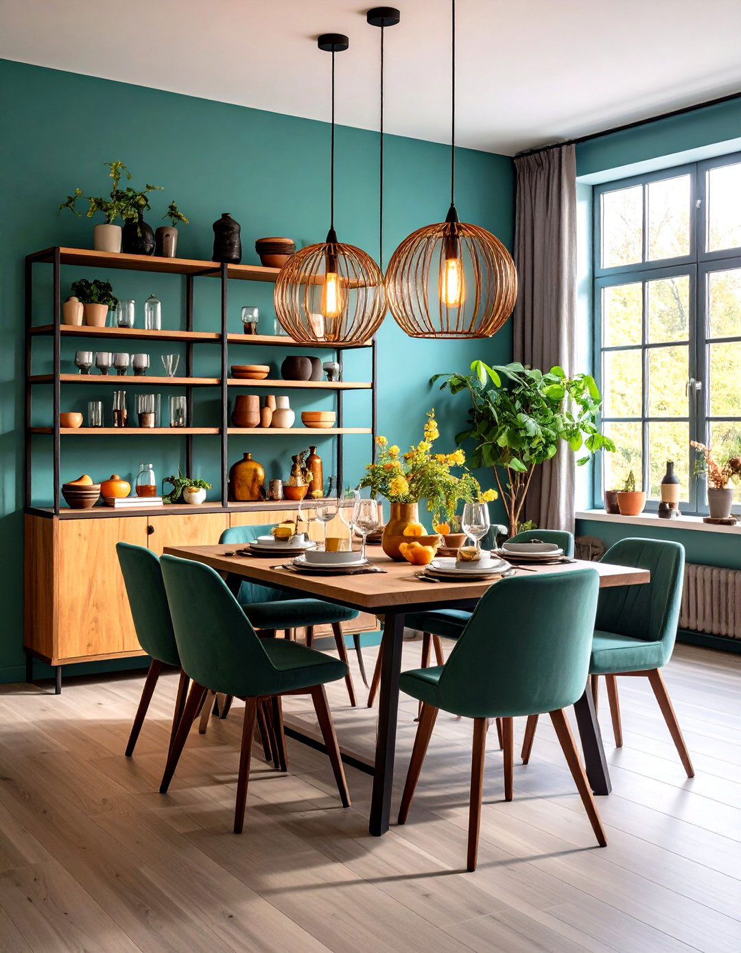 Masculine Dining Room with Open Shelving Display - 24 masculine dining room ideas