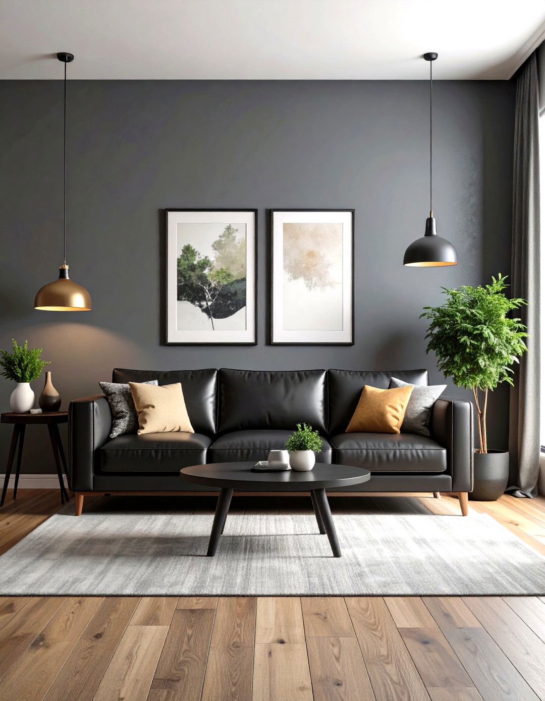 Masculine Modern Edge - 24 Living Room Ideas With Black Couches