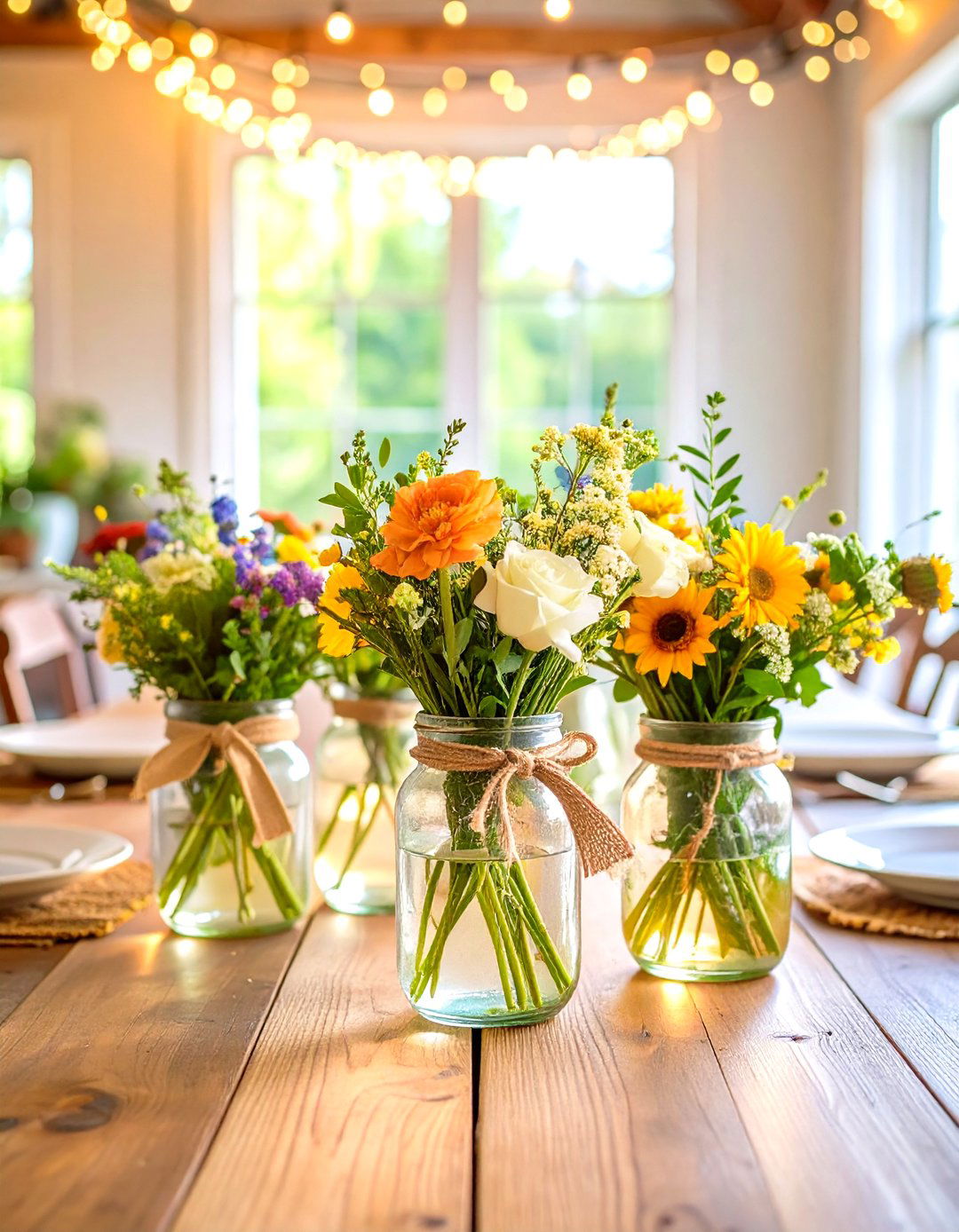 Mason Jar Country Charm - 24 thanksgiving table decor ideas