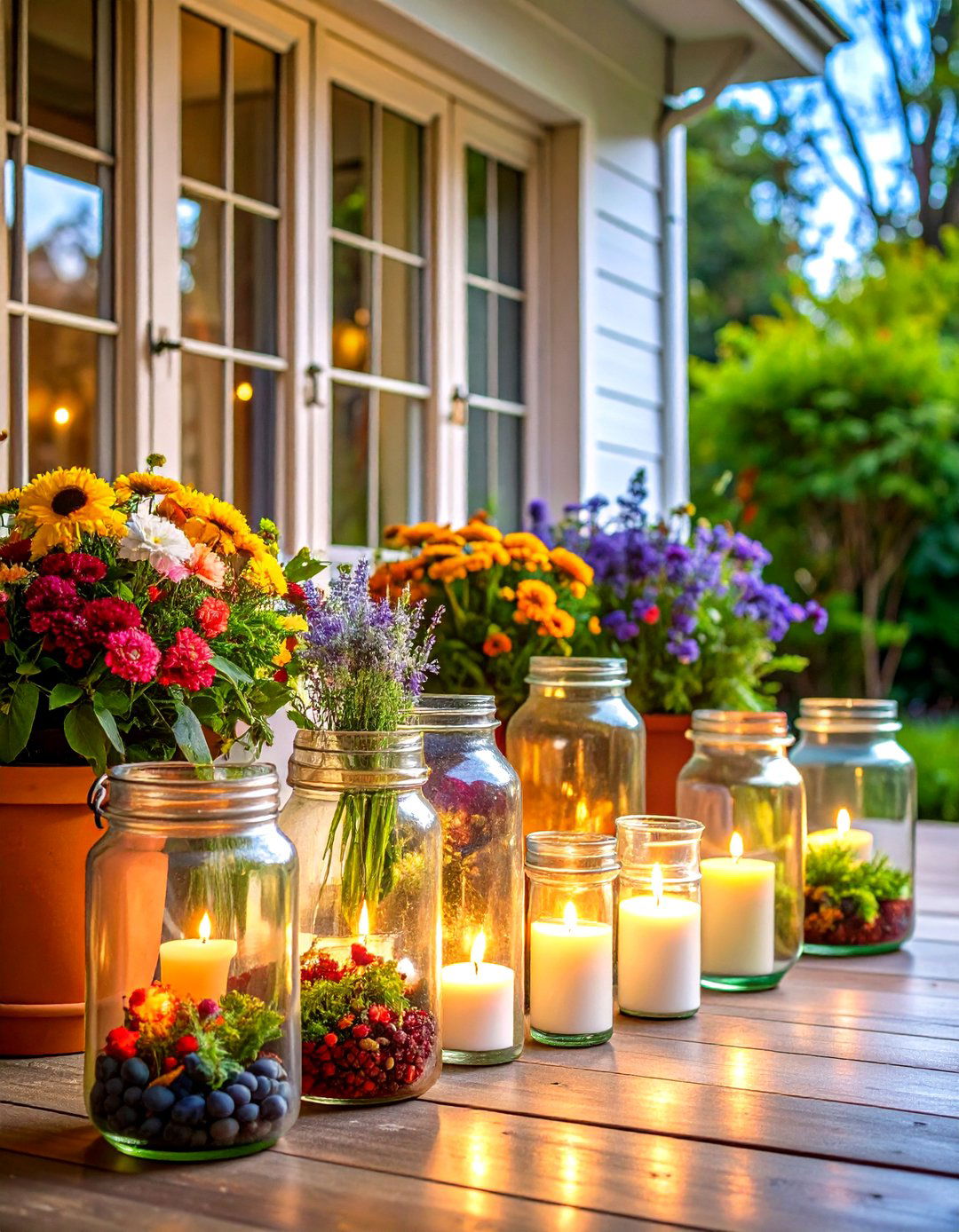 Mason Jar Decoration Displays - 24 Rustic Front Porch Ideas