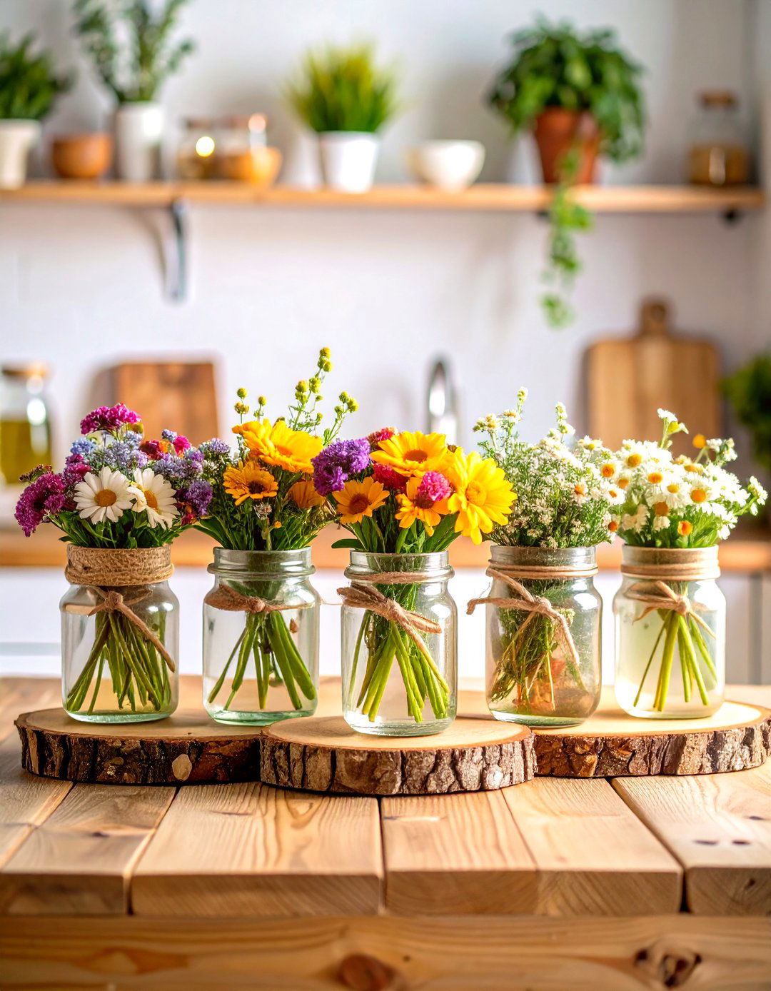 Mason Jar Flower Garden Display - 24 Baby Shower Centerpiece Ideas