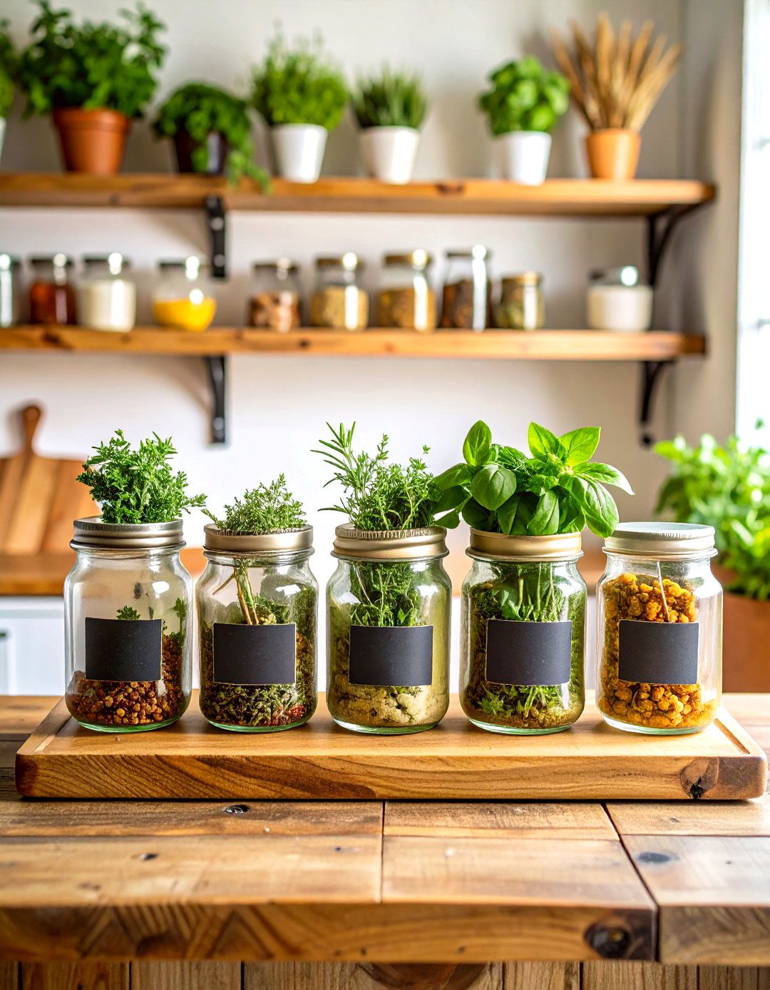 Mason Jar Herb Wall Collections - 24 Indoor Plant Wall Ideas