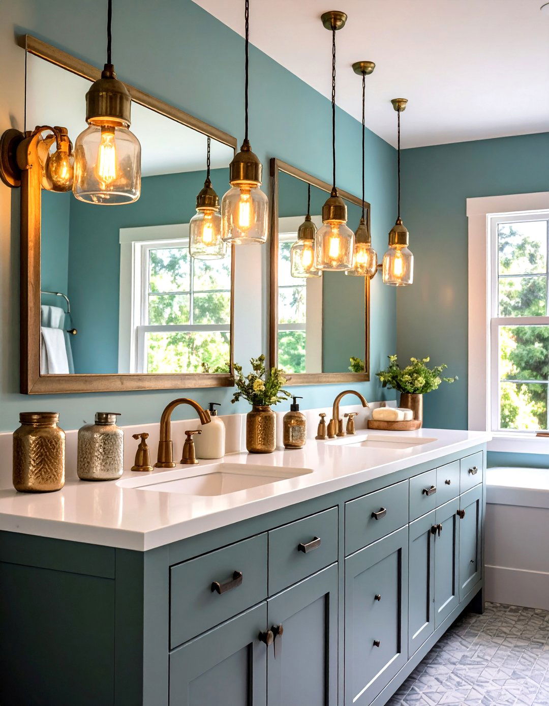 Mason Jar Lighting Bathroom - 24 Country Bathroom Ideas
