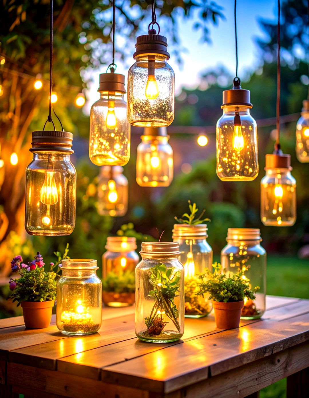 Mason Jar Lighting Farmhouse Patio Ambiance - 24 Farmhouse Patio Ideas