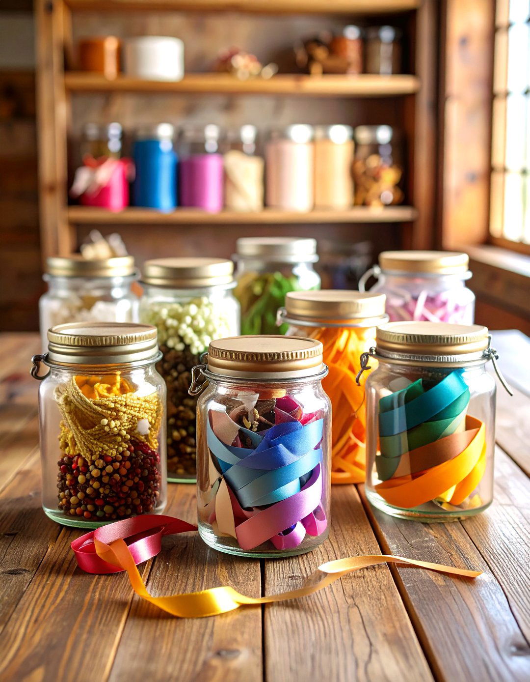Mason Jar Ribbon Scrap Organization - 24 Ribbon Storage Ideas