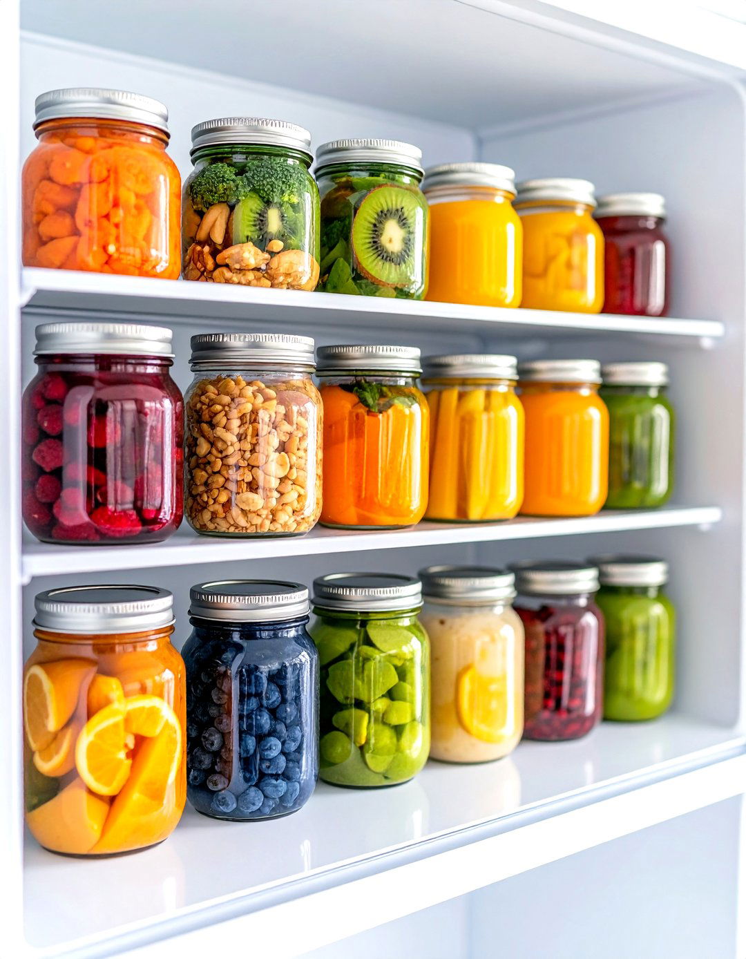 Mason Jar Storage Array - 24 Fridge Organization Ideas