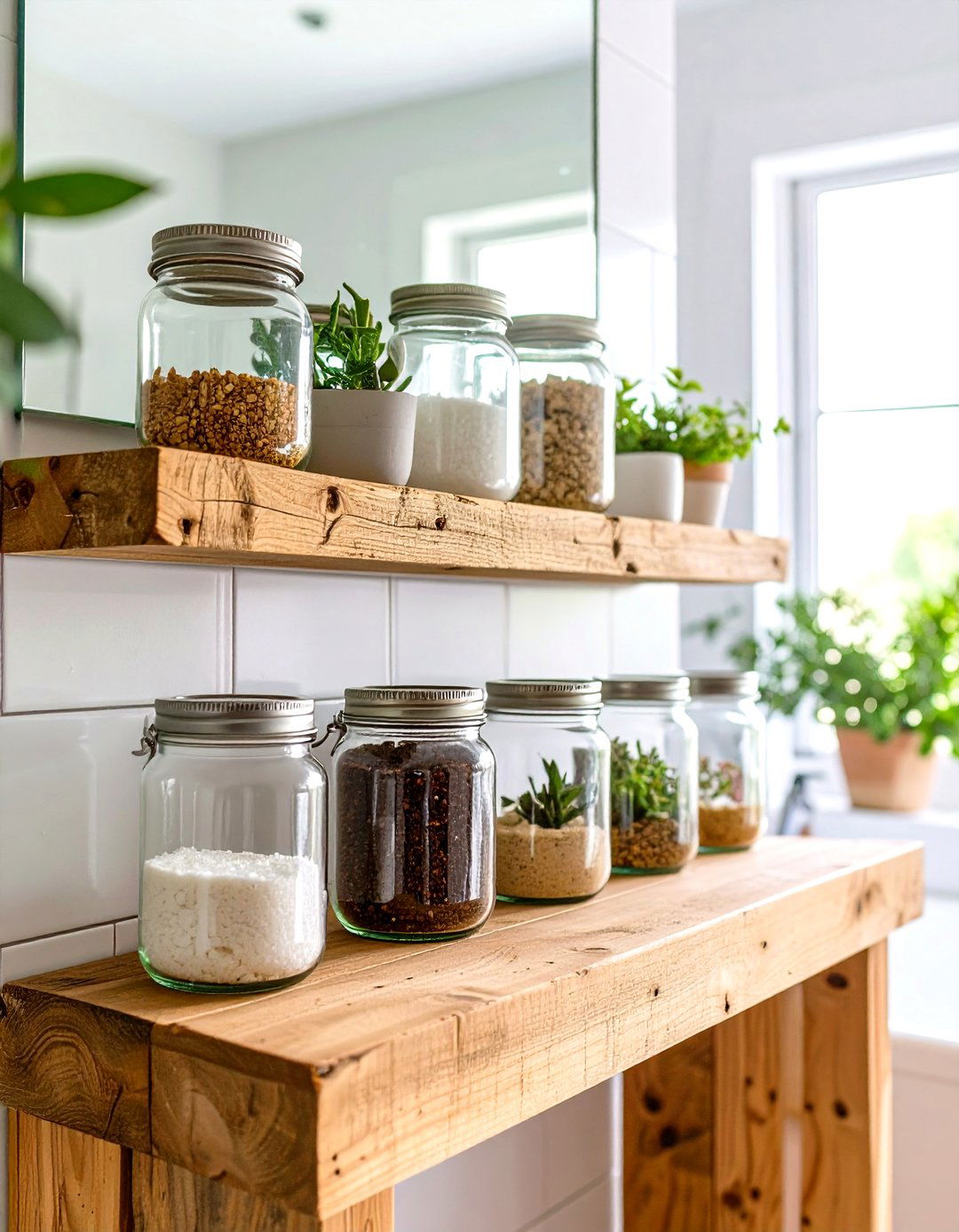 Mason Jar Storage Solutions - 24 Rustic Bathroom Ideas
