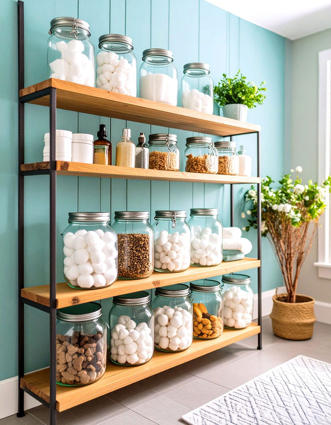 Mason Jar Storage Solutions - 24 Farmhouse Bathroom Ideas