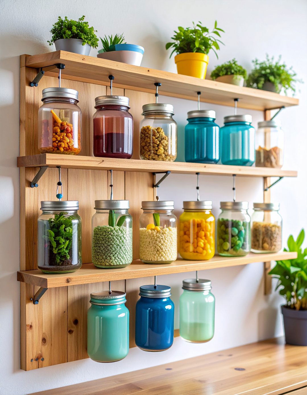 Mason Jar Wall Storage - 24 Budget Home Office Ideas