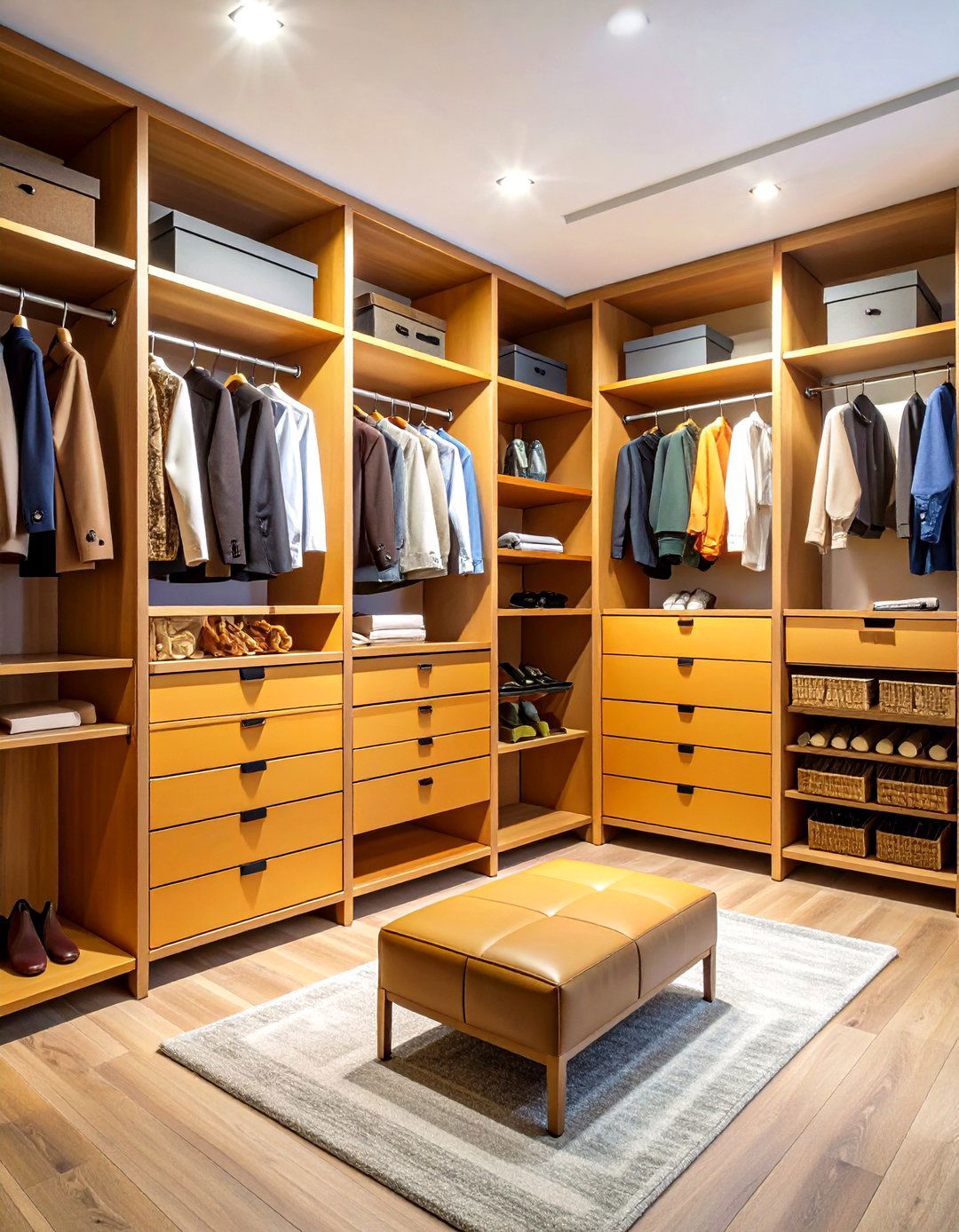 Master Suite Walk In Closet Organization - 24 Townhouse Interior Design Ideas