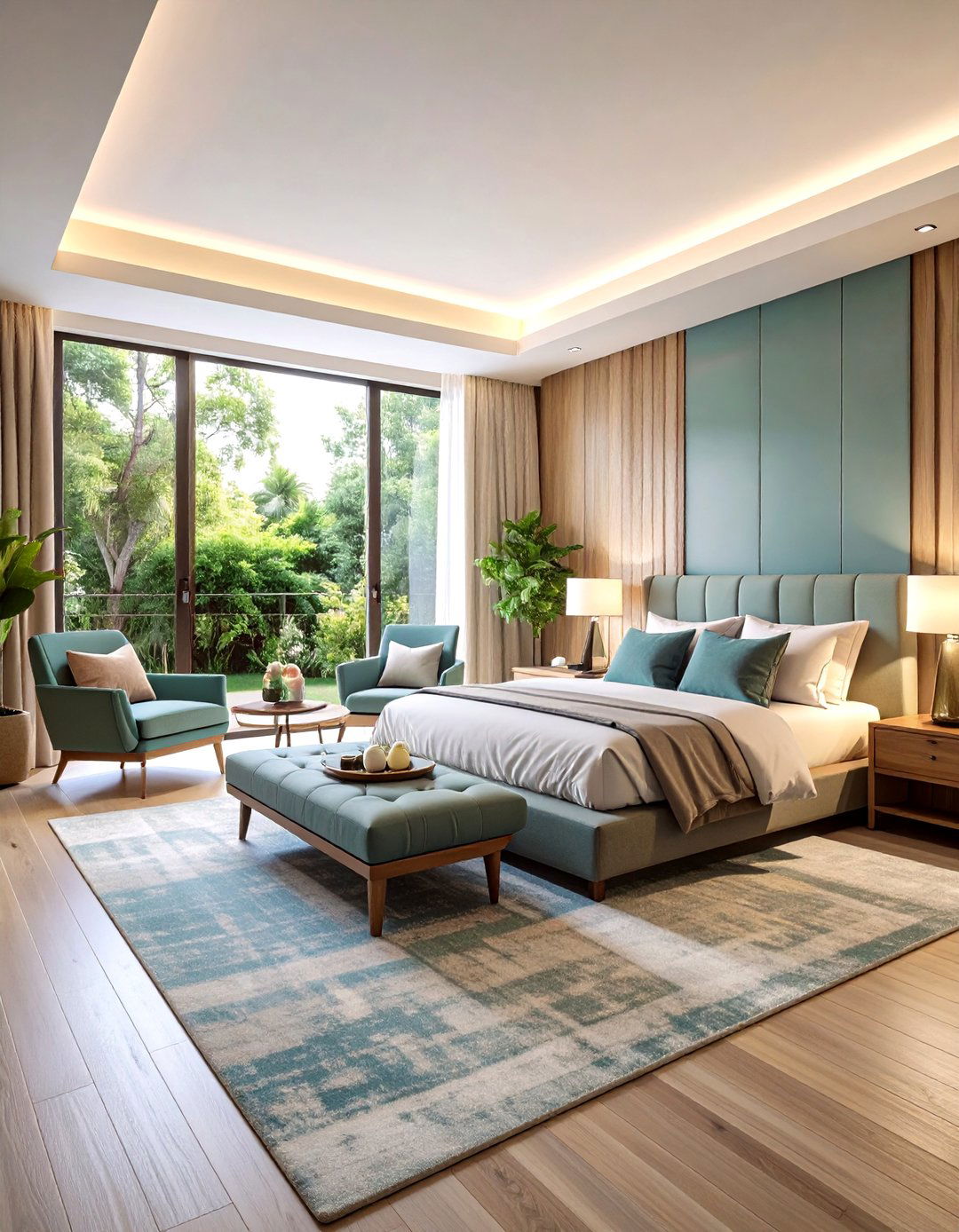 Master Suite with Seating Area - 24 Bedroom Layout Ideas