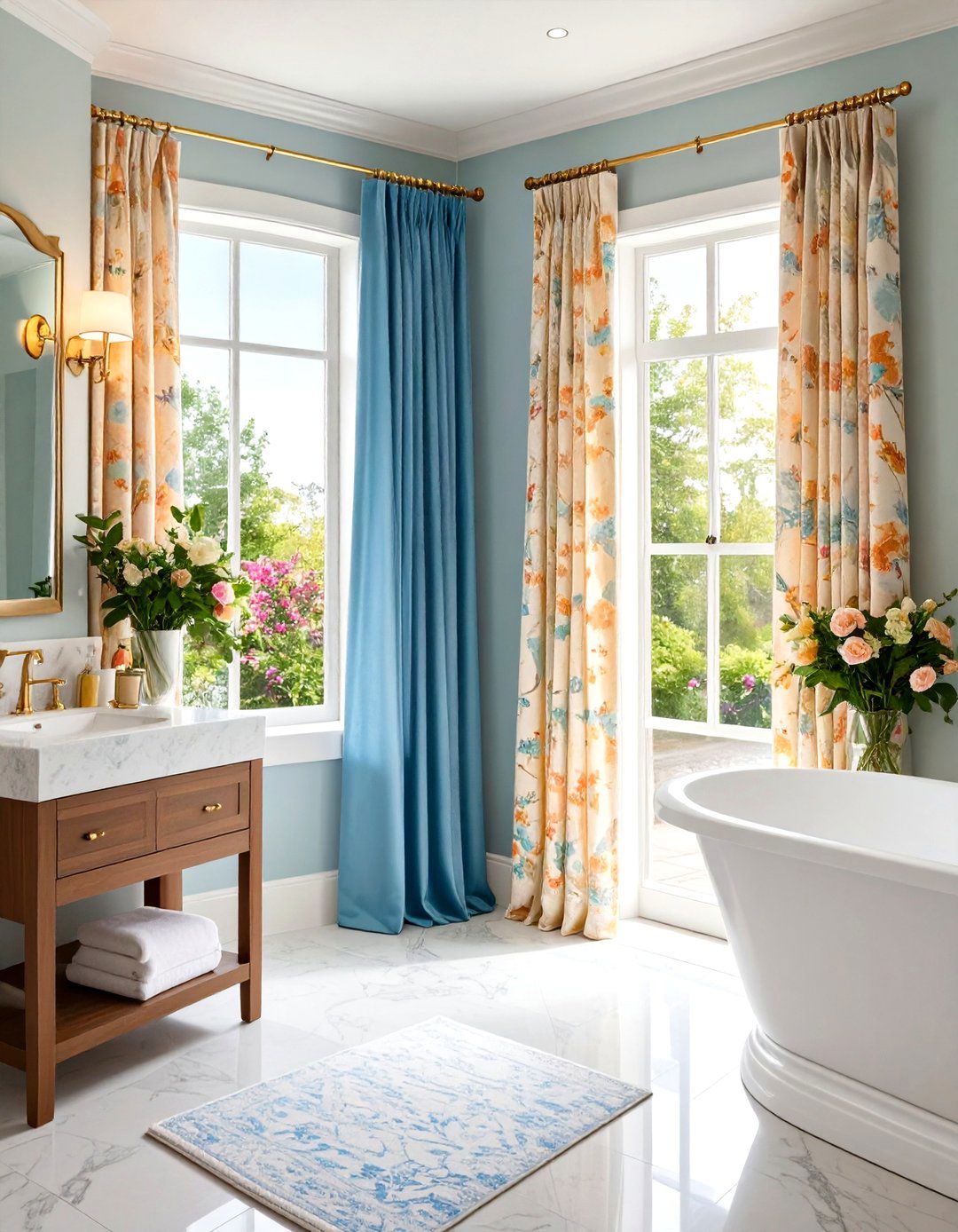 Matching Shower and Window Curtain Sets - 24 bathroom curtain ideas