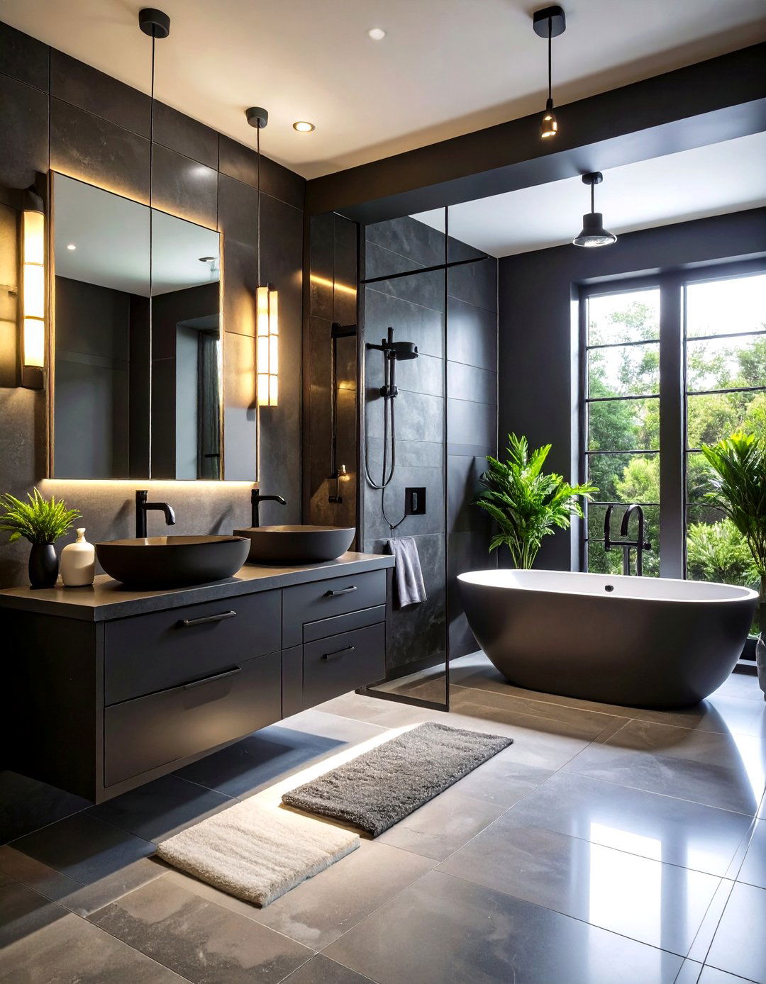 Matte Black Fixture Bathroom Theme - 24 Masculine Bathroom Ideas