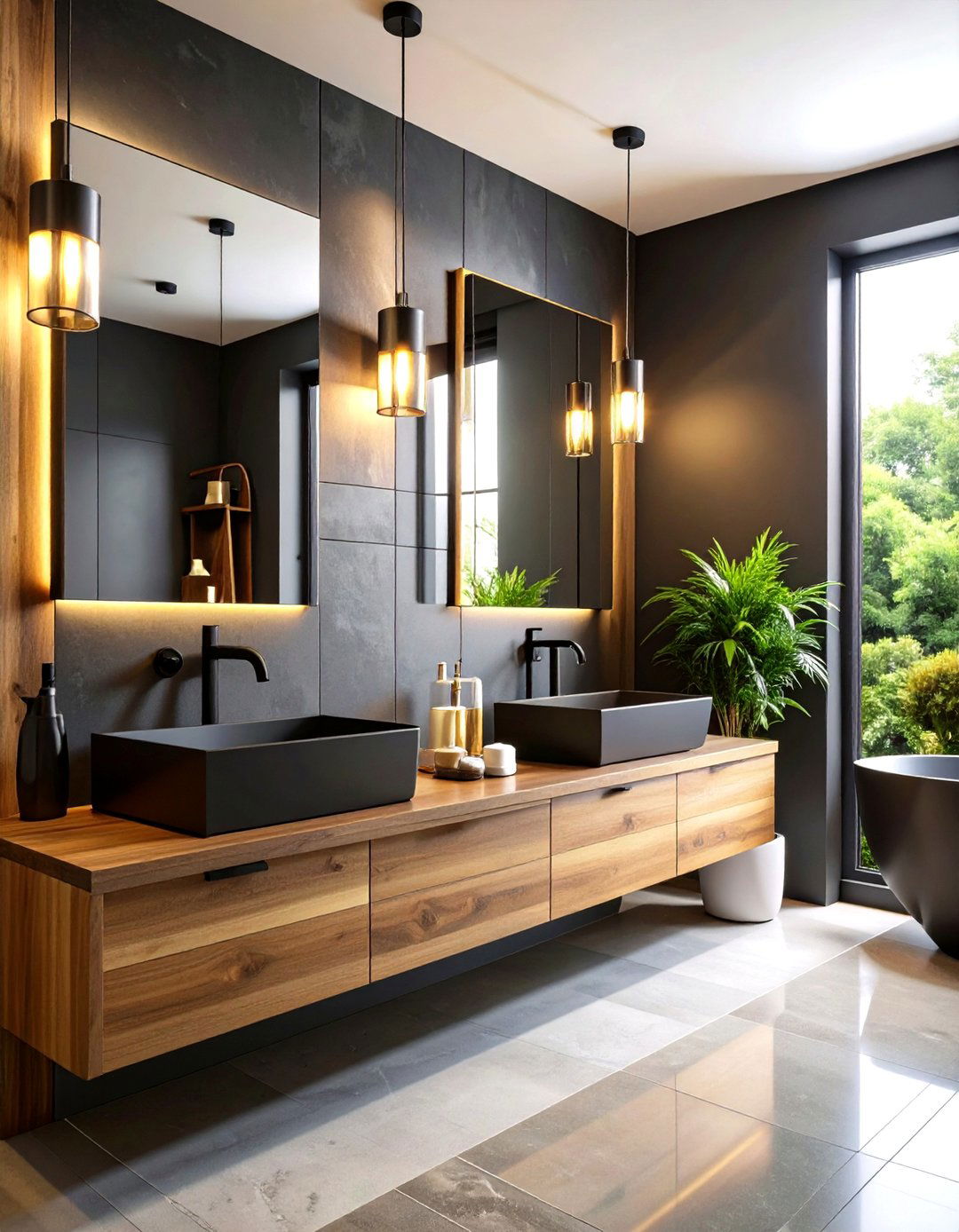 Matte Black Fixtures and Hardware - 24 Minimalist Bathroom Ideas