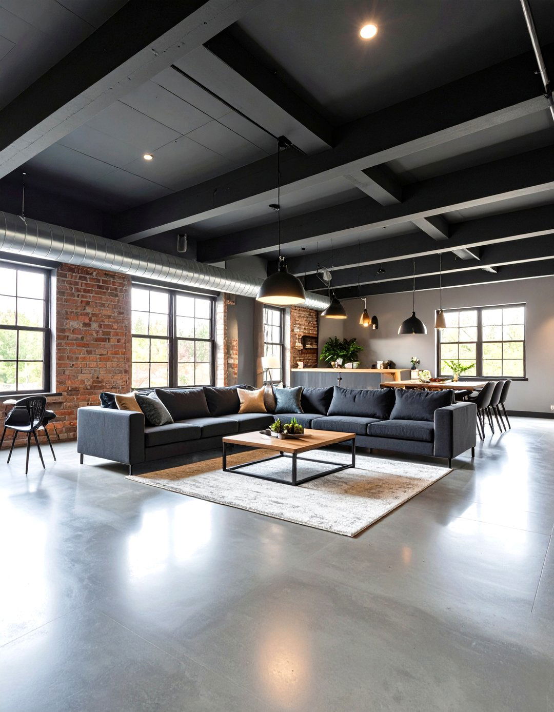 Matte Black Industrial Ceiling Design - 24 Exposed Basement Ceiling Ideas