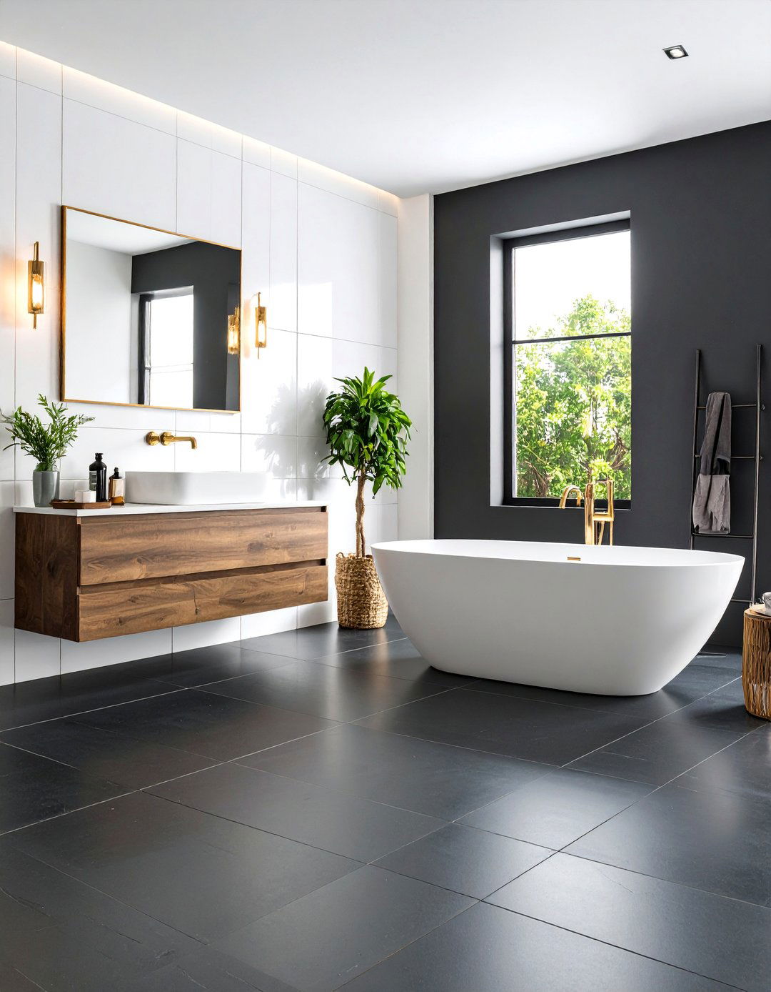 Matte Black Porcelain Bathroom Floors - 24 Black Floor Bathroom Ideas