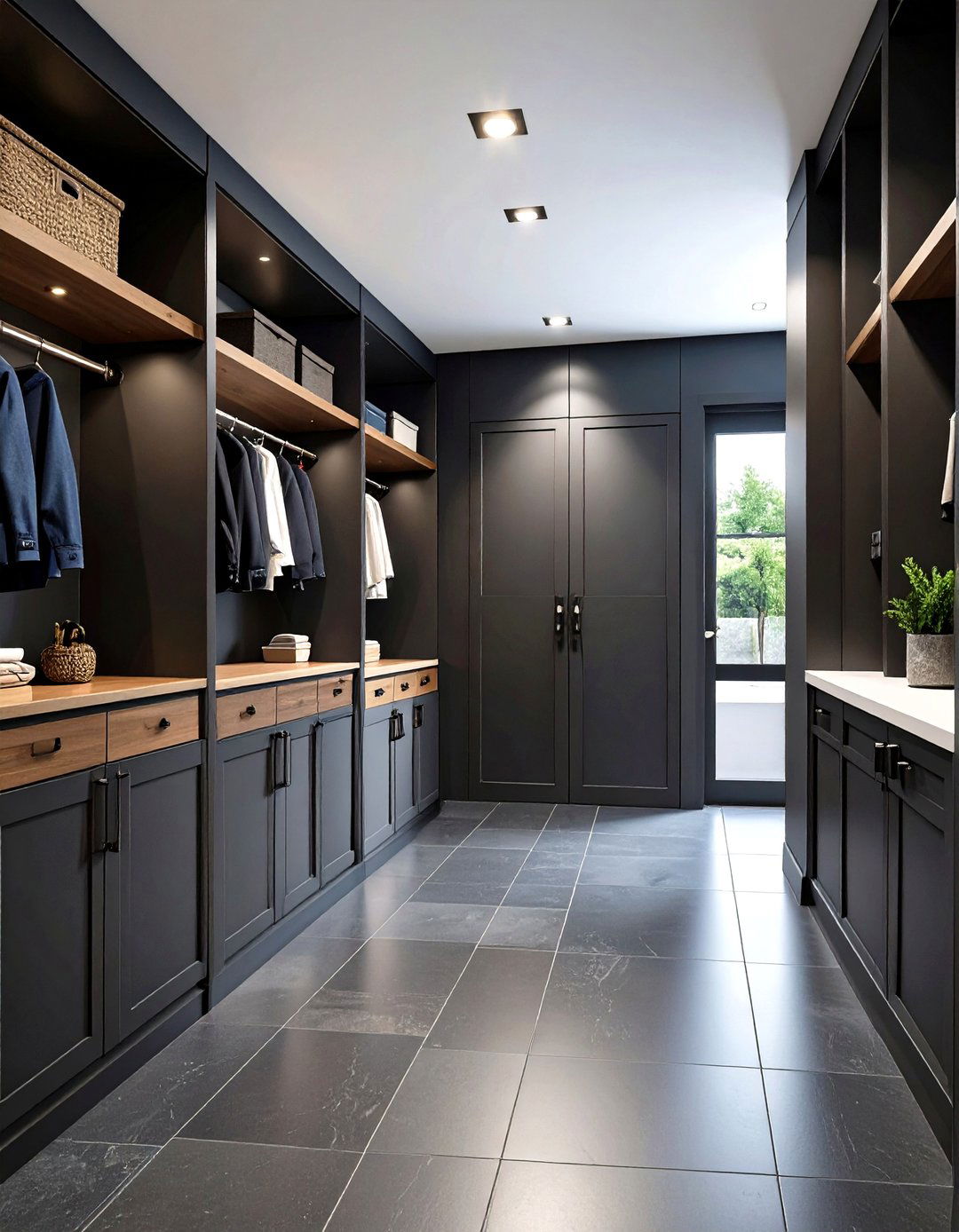 Matte Black Porcelain - 24 Mudroom Tile Floor Ideas