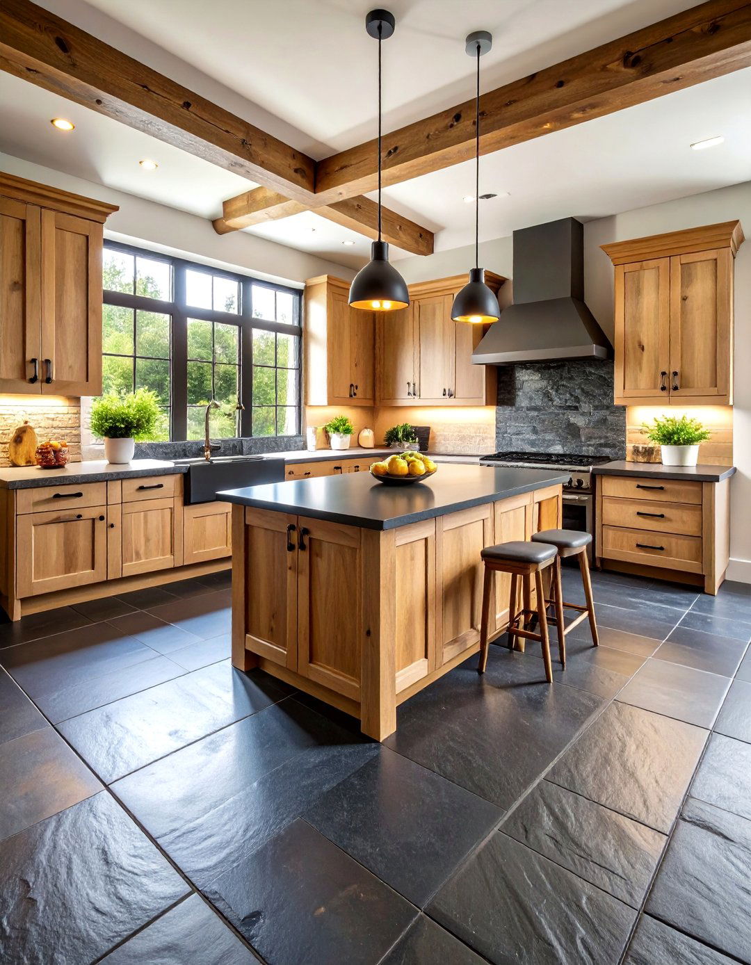 Matte Black Slate Kitchen Floor - 24 Black Floor Kitchen Ideas