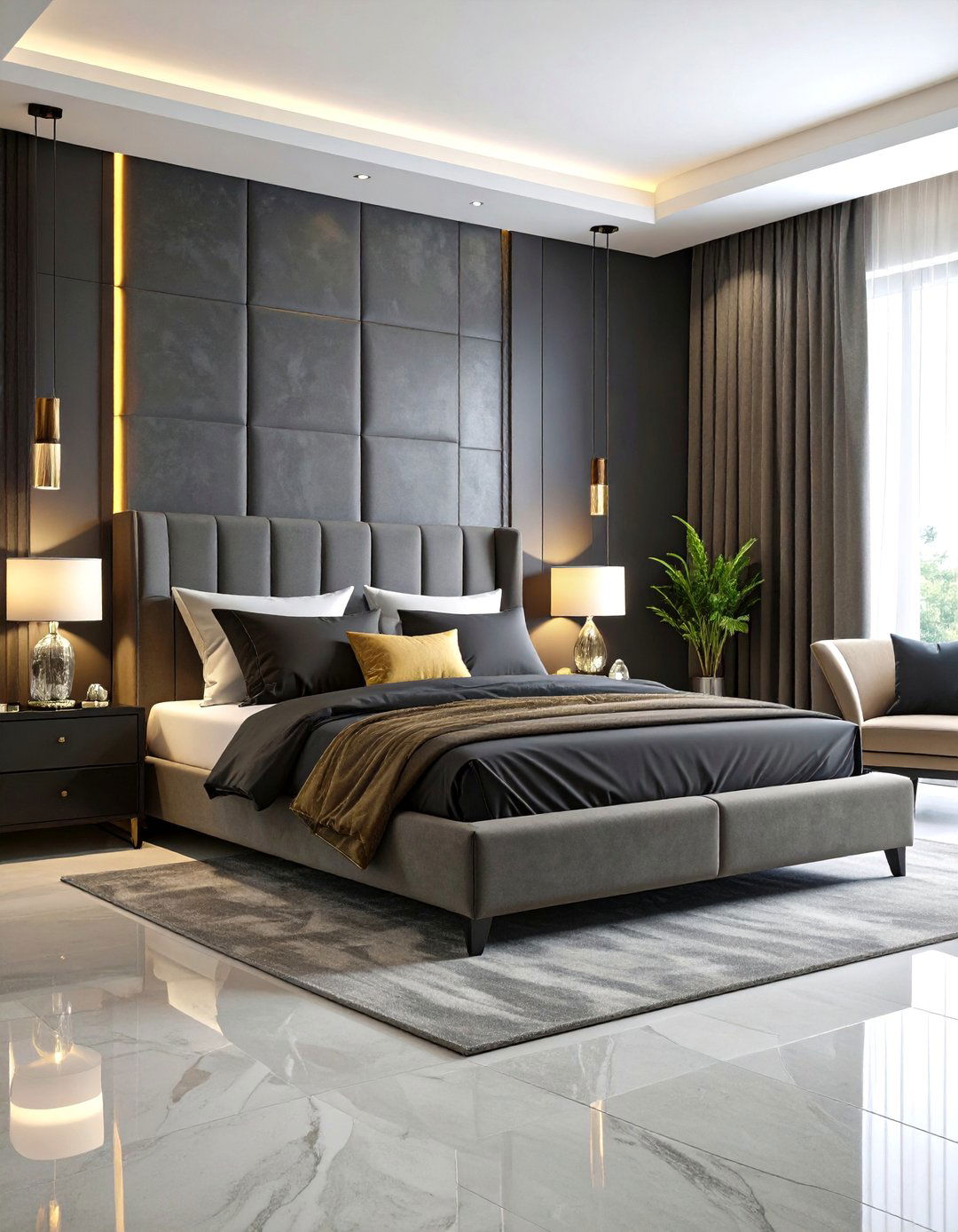 Matte Black Textile and Bedding Layers - 24 Matte Black Bedroom Ideas