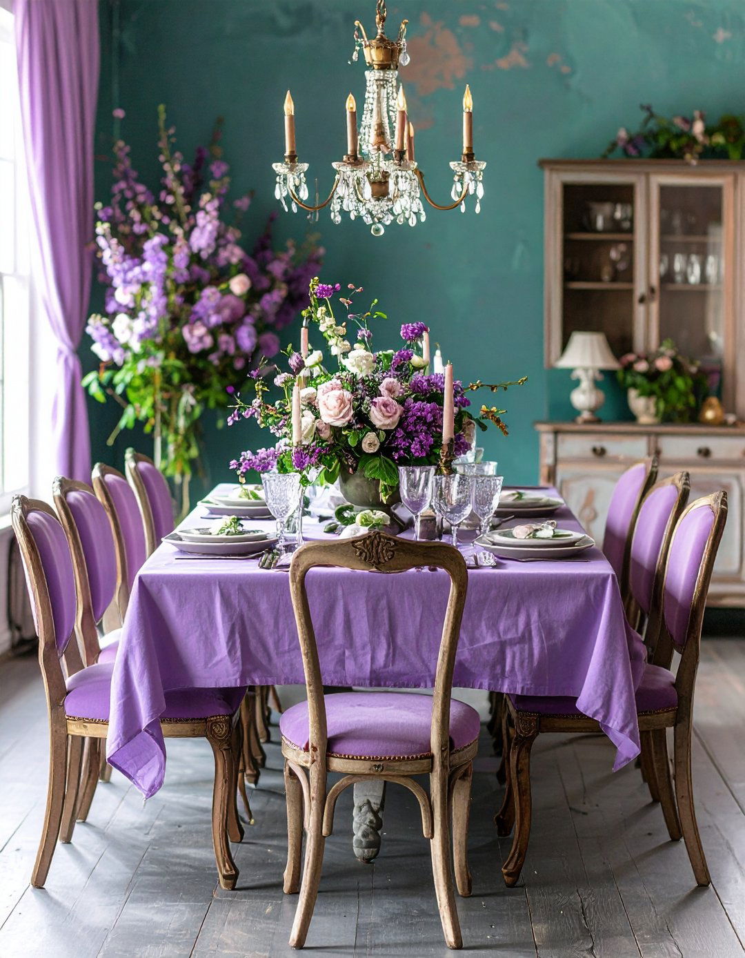 Mauve Shabby Chic Dining Style - 24 Purple Dining Room Ideas