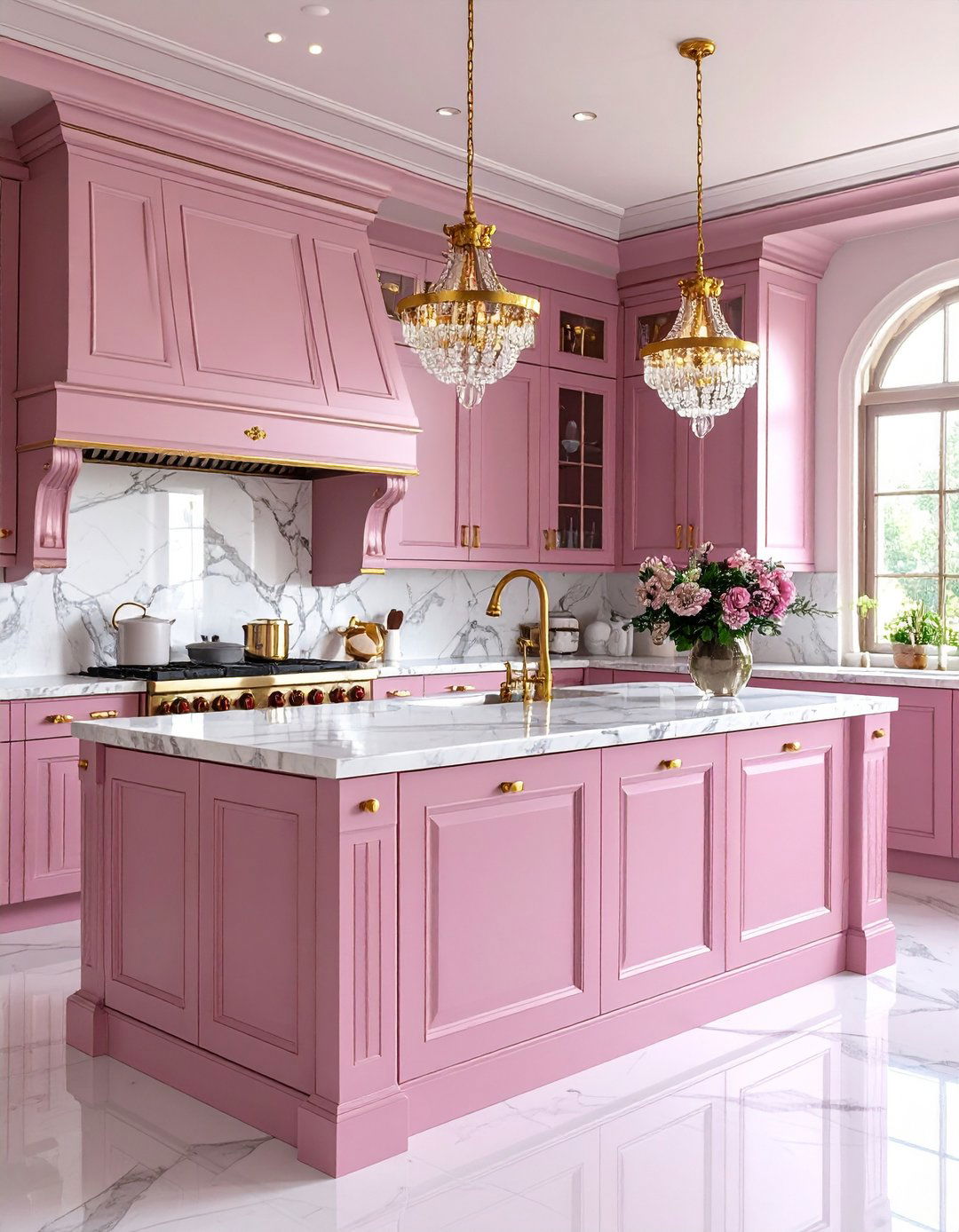 Mauve and Gold Luxury Kitchen