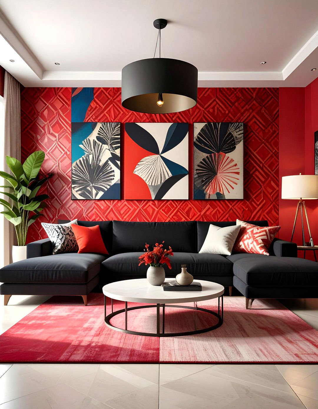 Maximalist Bold Pattern Mixing Design - 24 Black and Red Living Room Ideas