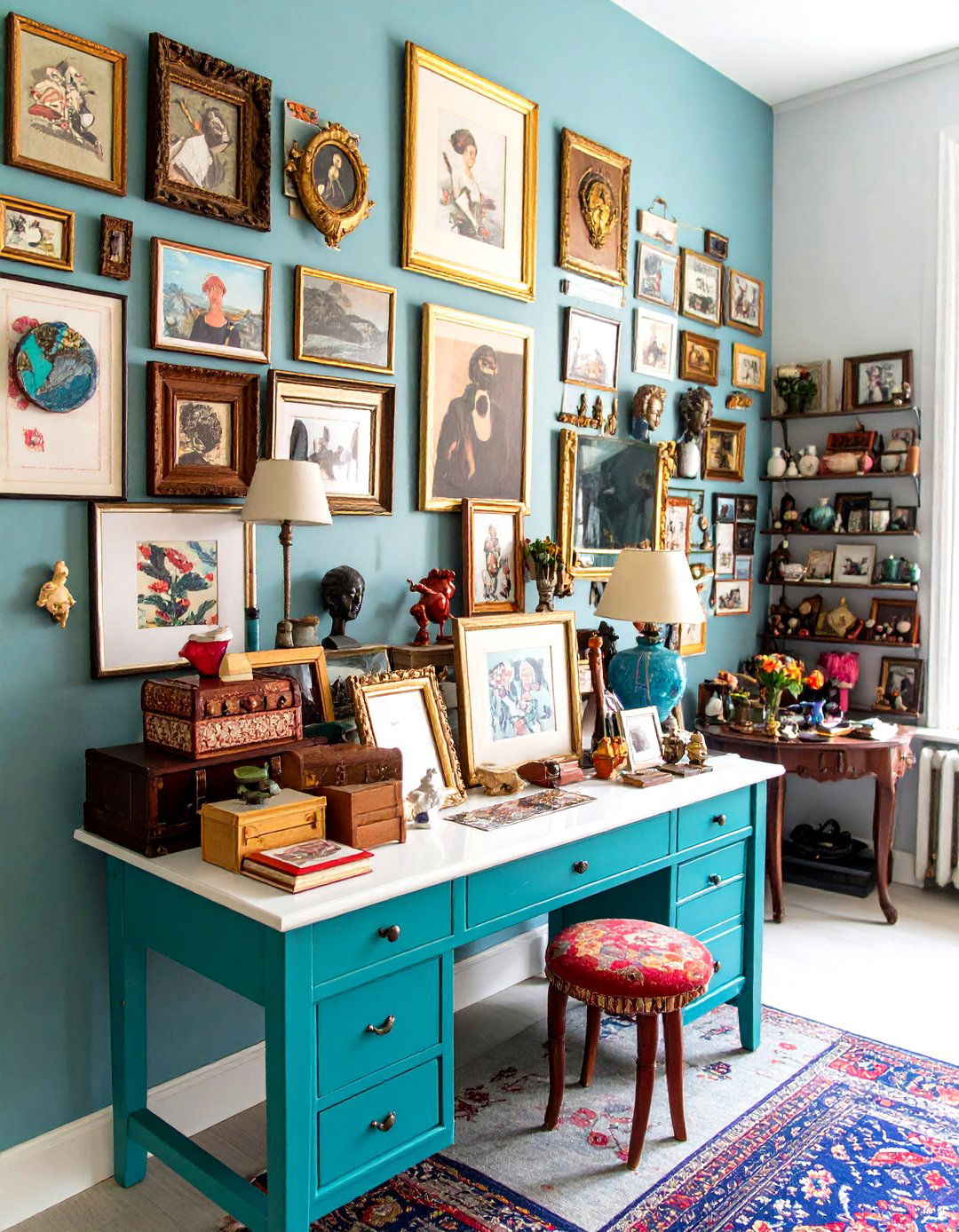Maximalist Collected Treasures Display - 24 Desk Decor Ideas