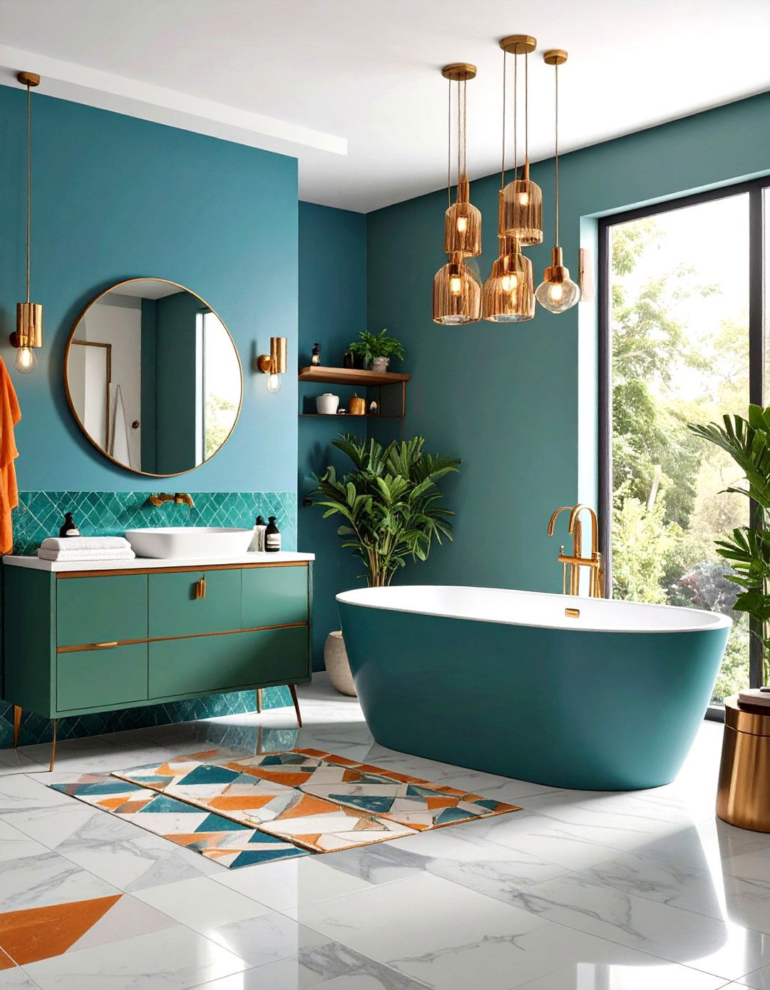 Maximalist Color Block Bathroom - 24 Eclectic Bathroom Ideas