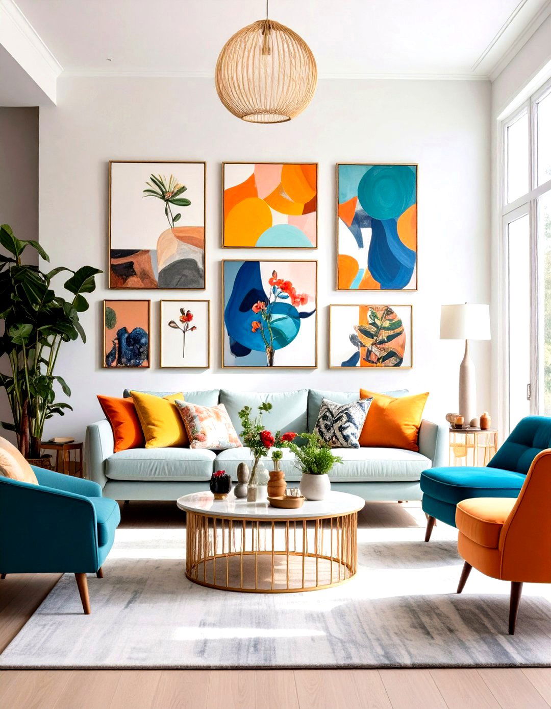 Maximalist Gallery Wall Impact - 24 Glam Living Room Ideas